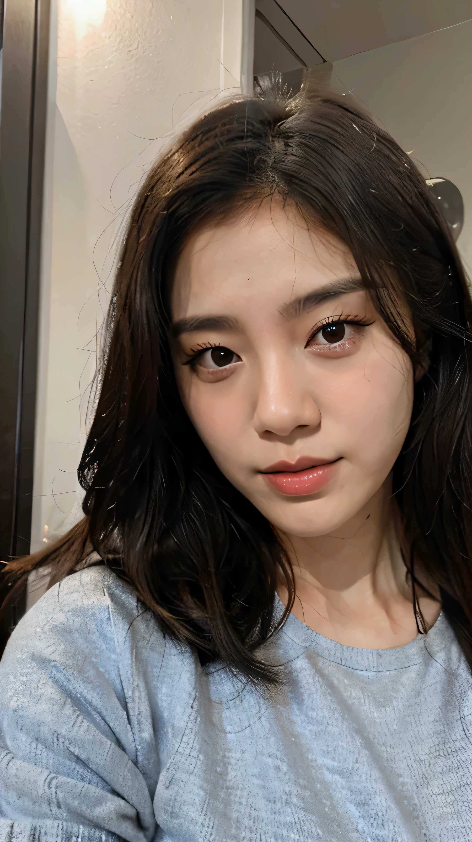 korean woman,casual outfit close up, expression face