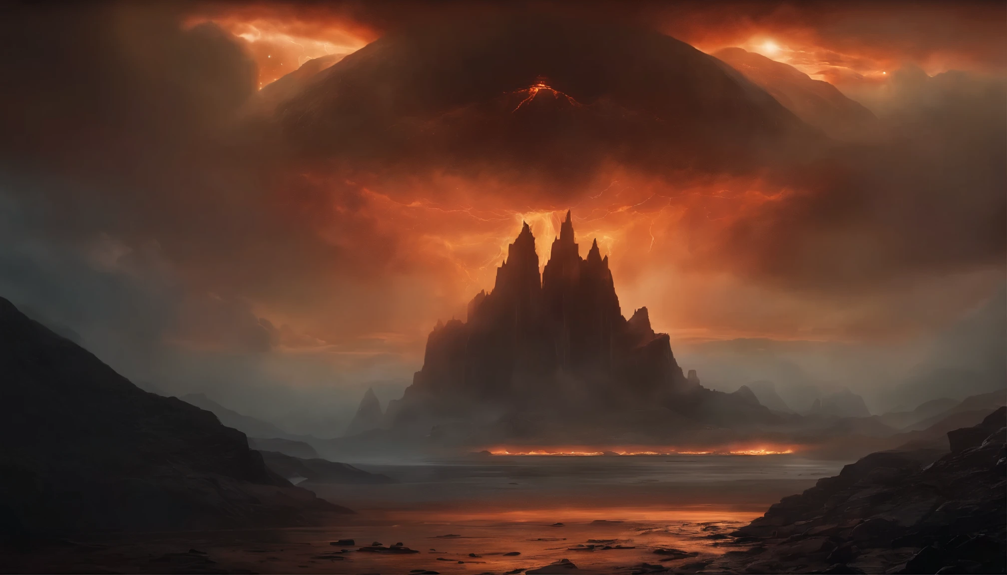 "Doomsday art inspired by the dramatic style of British artist John Martin." Muitas pessoas, extremamente detalhado, 4k