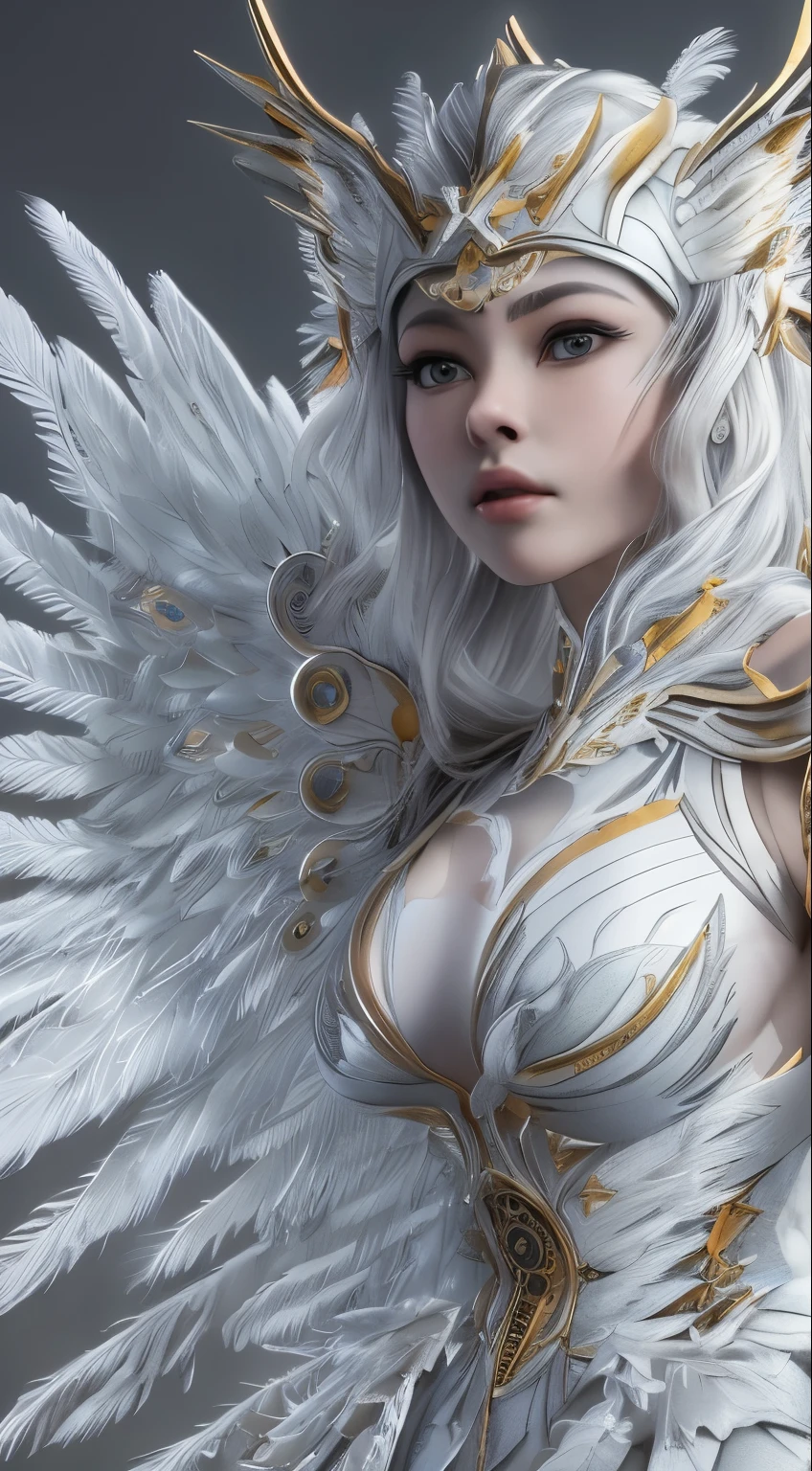 Close-up of a woman in a white dress with wings, full body angel, futuristic robot angel, wonderful angel wings, angel knight gothic girl, angel in plastic armor, intricate costume designs, As a mysterious Valkyrie, The whole body is made of white feathers,, futuristic and fantastic, white wings, beautiful天使の羽, steampunk angel, beautifulサイボーグ天使の女の子, 優雅な翼のmasterpiece, .CGI:1.4),(8K RAW photo, highest quality, masterpiece:1.2) Super detailed official art,photorealistic:1.37, (extraordinary, Professional),masterpiece,highest quality,super detailed,High resolution,High resolution,4k,4k portrait,8k,8K portrait,Unity8k壁紙,Very detailed CG,realistic,RAW photo,real person,portrait photography,photorealistic,shiny skin,fine skin,(((Dynamic Angle Full Body
Dynamic Angle Wide Shot
Dynamic Angle Close-up
Dynamic Angle Upper Body
Dynamic angle from above
And dynamic angles from behind
And dynamic angles from below
))),{{{{Supermodel }}}},{{{{Photorealistic:1.4}}}}, beautiful, very detailed eyes and face, beautiful eyes, That's ridiculous, incredibly That's ridiculous, Super detailed, High resolution, very detailed, highest quality, masterpiece, figure, very detailed, CG, unified, 8k wallpaper, wonderful, small details, masterpiece, highest quality, very detailed CG unified 8k wallpaper, face light, movie lighting,surrealistic female portrait, magic light, 32K resolution, action pose, realistic photography, dynamic lighting, art station, volume lighting, very detailed face, Award, Shadow}}}}}}}
