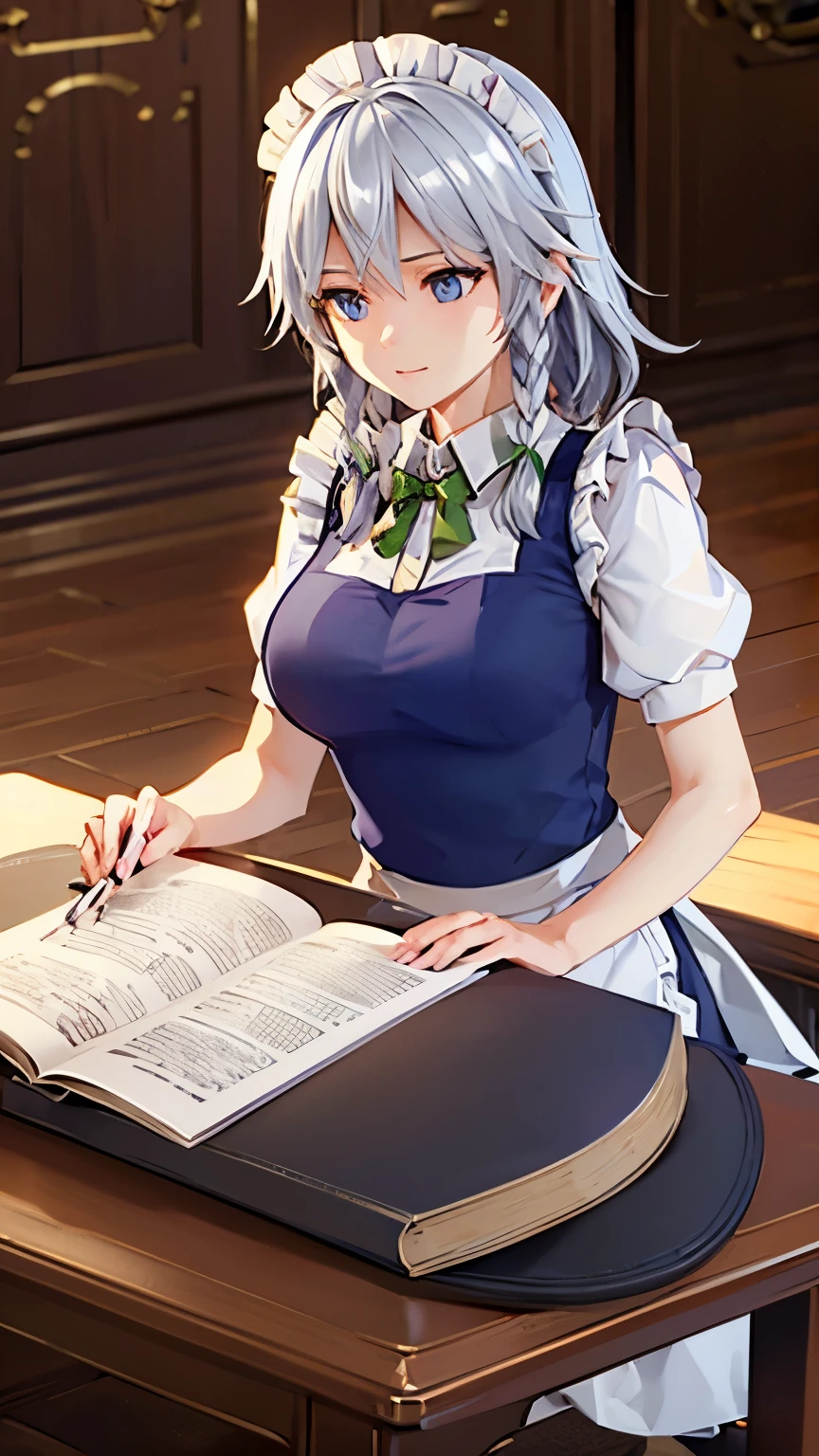 (Unity 16K 壁紙, table top, highest quality, super detailed, Highly detailed CG, cinematic lighting, be familiar with, detailed and beautiful eyes, alone),超A high resolution,fine skin,Sexy,maid, maid apronl, maidの頭飾り,knife