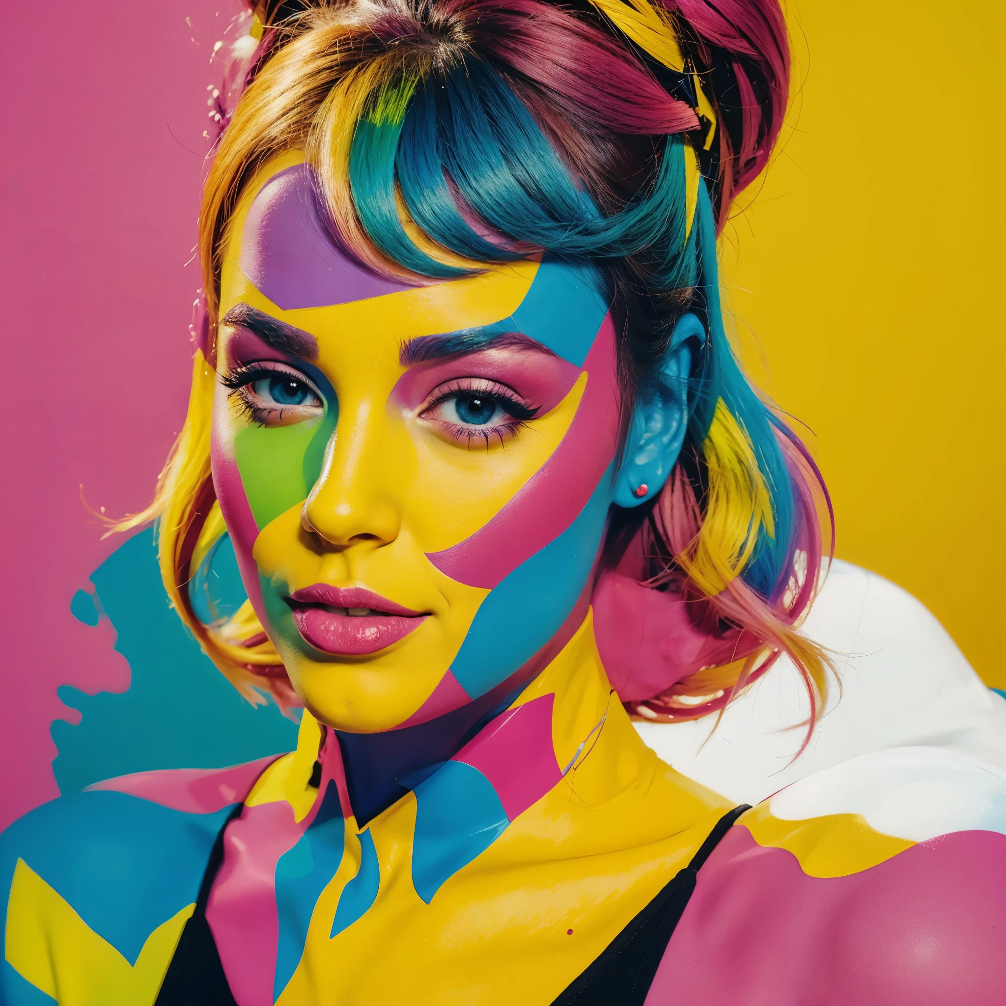Pop art, portrait of a woman. Delightful bright colors.