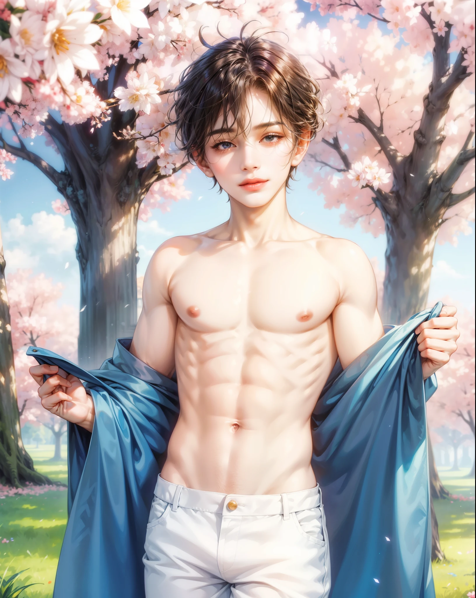 ((Best quality)), ((masterpiece)), (detailed), ((perfect face)), ((halfbody)) perfect proportions , colorful vibe ((handsome face)) detailed scenery background