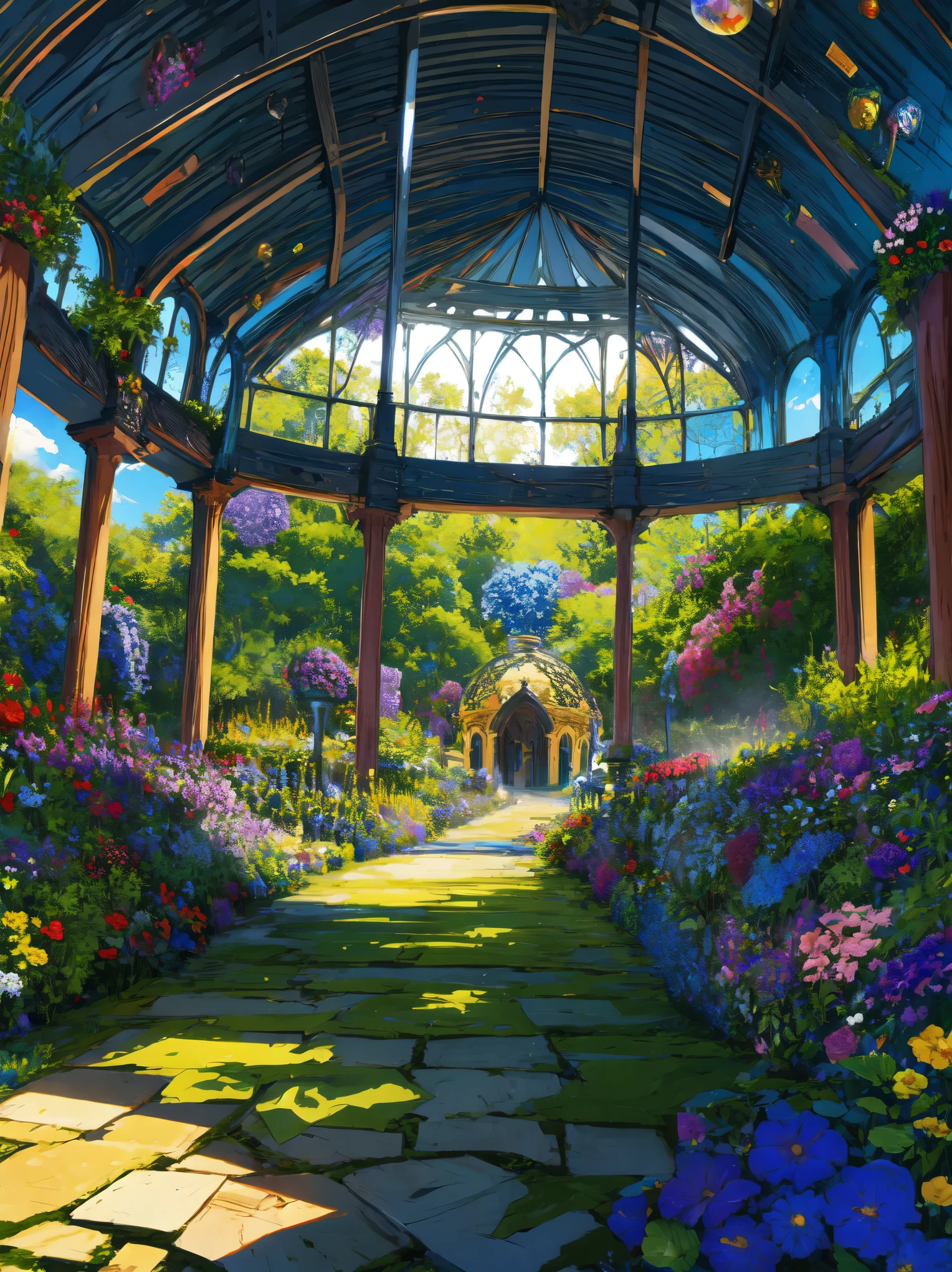 background, fantasy, wonderful, fantasy, flower garden, dome, please don&#39;t draw people