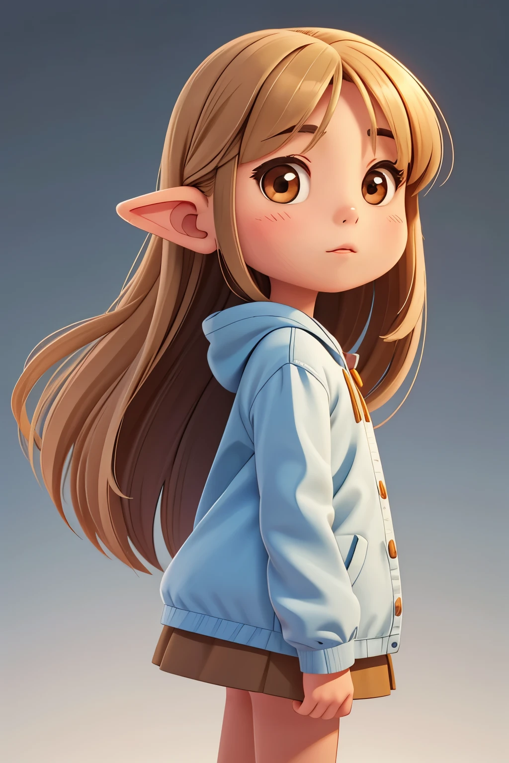 send a picture of a girl with straight hair, oblong face shape, thin lips, small nose, chinita (almond-shaped) eyes, long hair and has small circular ears, full face picture
