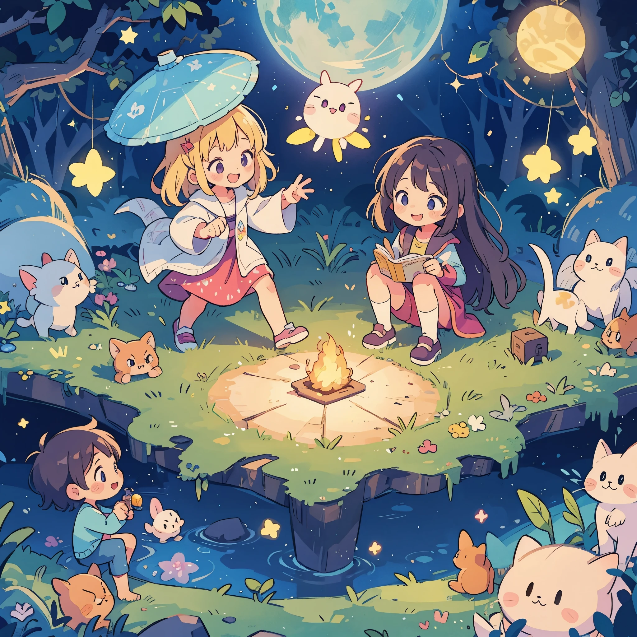 a magical mystical kids illustration, 