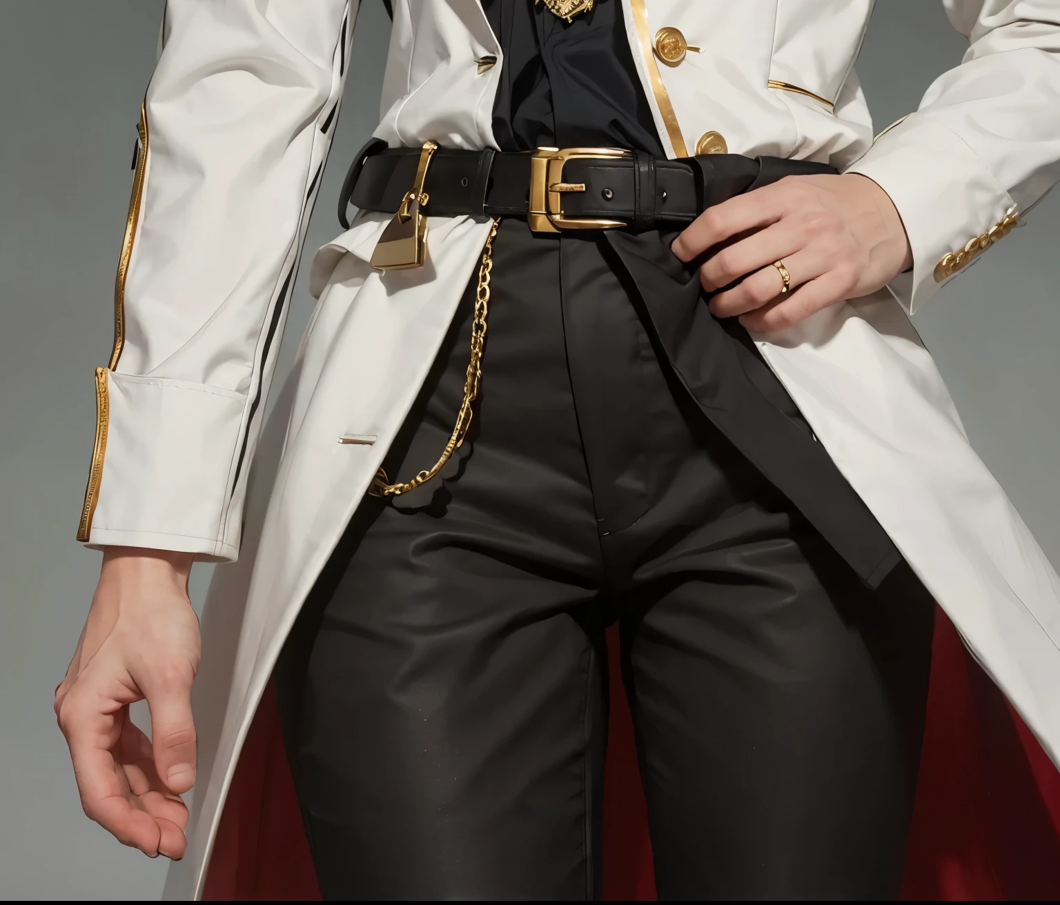 Reference sheet: 1.8, great details, high quality, masterful work, Tall Boy, Beautiful face, manto, long pants, art in bootasterpiece, A high resolution, high quality: 1.2), complex parts, cinematic lighting, Clear Focus, depth of field, White coat, black pants, black shoes with gold toe, Gold Elements, brunette, an aristocrat