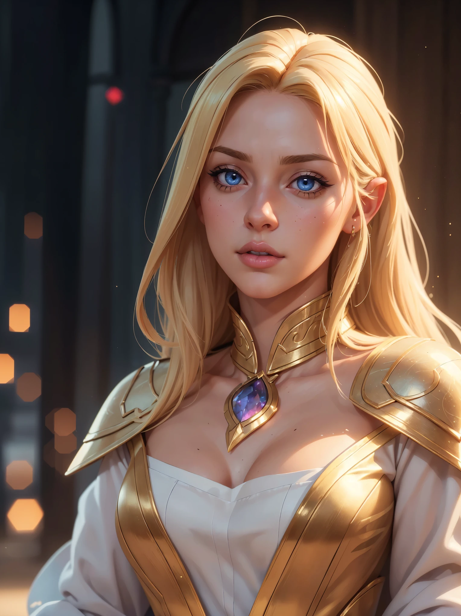 (best quality,4k,8k,highres,masterpiece:1.2),ultra-detailed,(realistic,photorealistic,photo-realistic:1.37),cute female blonde wizard,beautiful detailed eyes,beautiful detailed lips,longeyelashes,sexy mage outfit,fantasy style,vivid colors,sharp focus,physically-based rendering,professional,bokeh