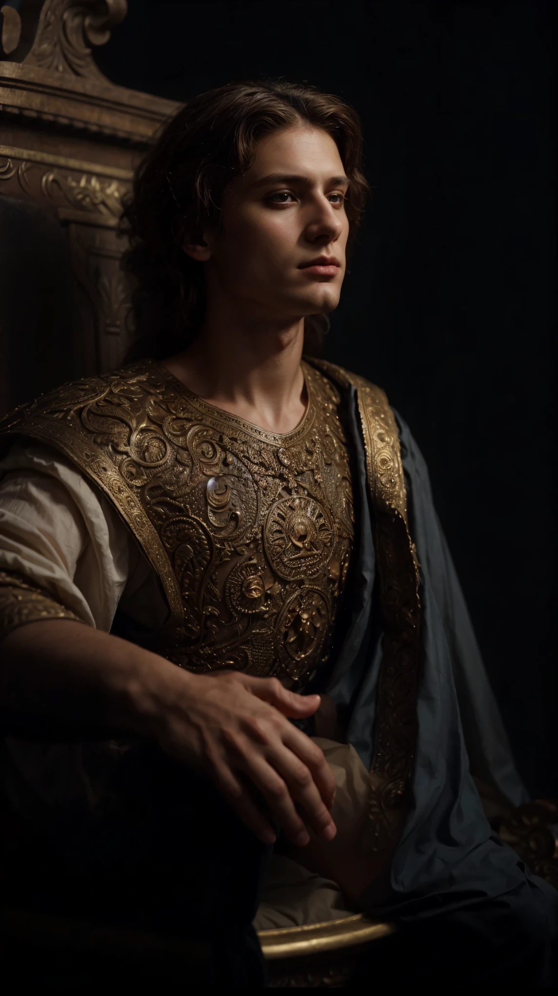 ((masterpiece of baroque painting, renaissance style painting)), ((the most beautiful of men)) 1 boy with full body、((beauty of a God)), ((lascivious full body))、((beautiful legs and muscular)), ((beauty body,)) , ((semi-nude)), top quality、Official Art、great aesthetics:1.2)、best quality, ultra hd, 32k、(Fractal Art:1.3)、Colouring、 but high detailed, ((masculine and sexy villain)), soft smile Masculine and strong Smooth expression a smile, full body shot, golden light looking at camera, In the background Space Station in Antares, highly detailed, ultra-realistic, details intricate, ((master part,best quality)), ((Cinematic light)), hyper realistic, fearsome, dark fantasy, epic realistic,art, (HDR:1.5), hyper detailed, (Artee station:1.5), cinemactic, warm lights, Light Effect, dramatic light, (intricate details:1.1)