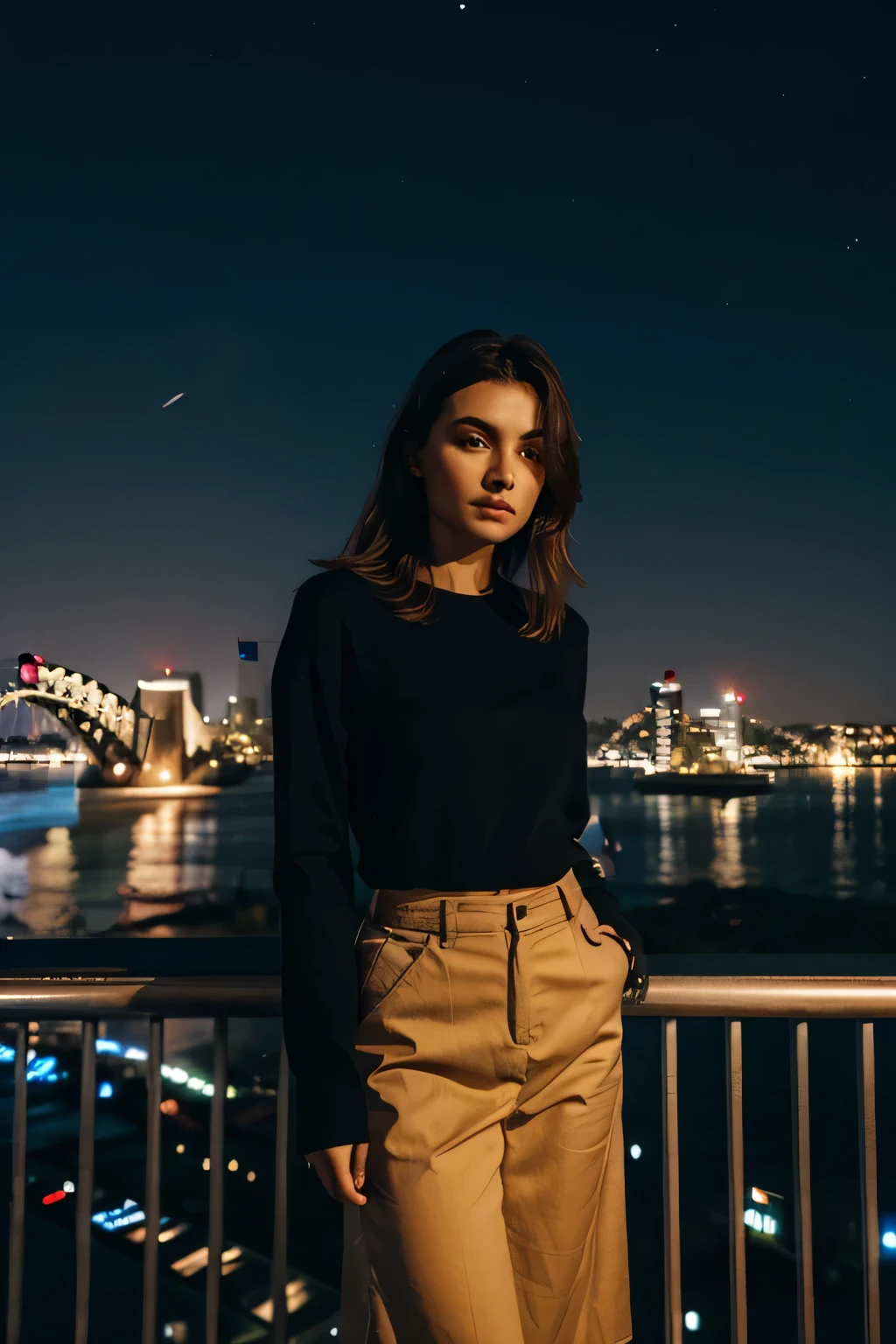 woman in Australia at night city
