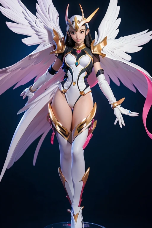 (best quality:1.6), (masterpiece:1.4), intricate detailed, (cute gorgeus luxurious 20 years old korea girl:1.3), (1girl:1.3), (detailed sky:1.2), (wearing white latex bodysuit:1.3), angel, agelwings, (cybernetic halo:1.3), (small head:1.4), (large breast:1.2), detailed eyes detailed pupils multiple eyes,