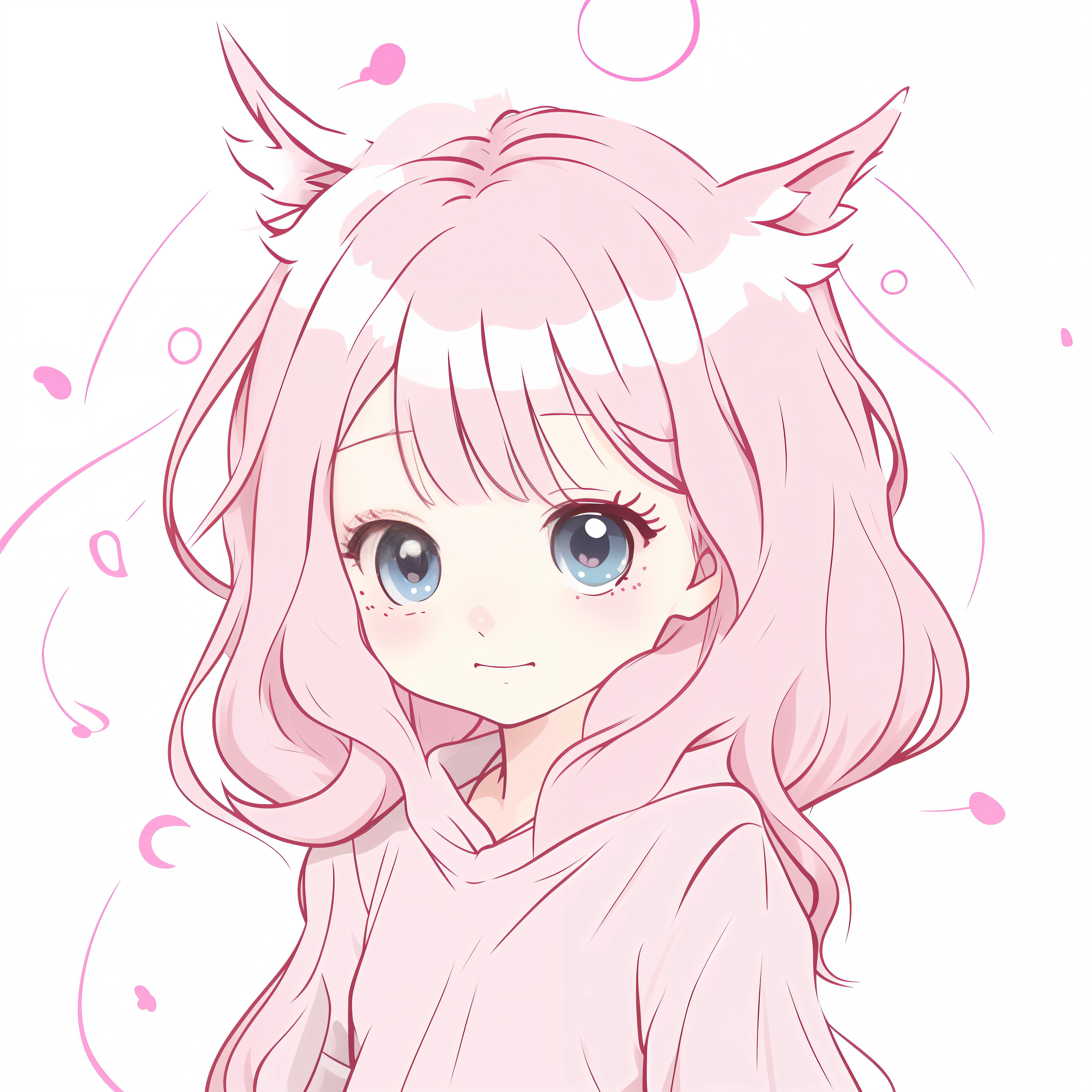 Anime Frau, pinkes Haar, Tierohren, White shirt, Nyaruko-san