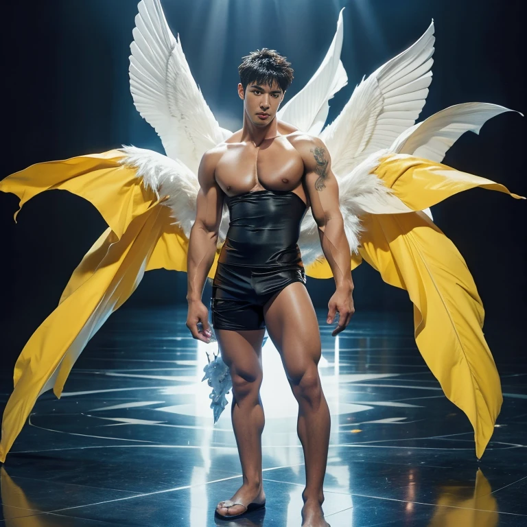  The whole body of the character，digimon , angemon , 16k resolution , ultra-high clarity , hyperrealism, uhd , full length shot , bare thighs , details face , big hips , sex toy , male , handsome
