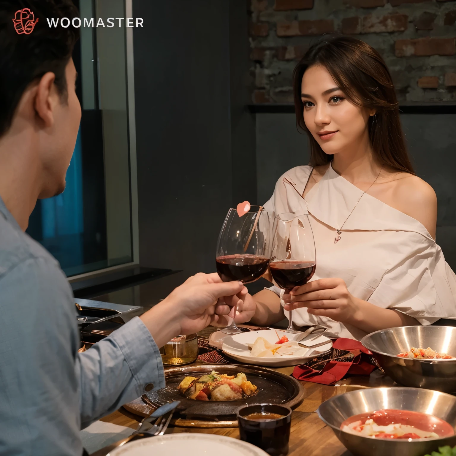 I want to design this image with concept valentine for dating dinner at restaurant 