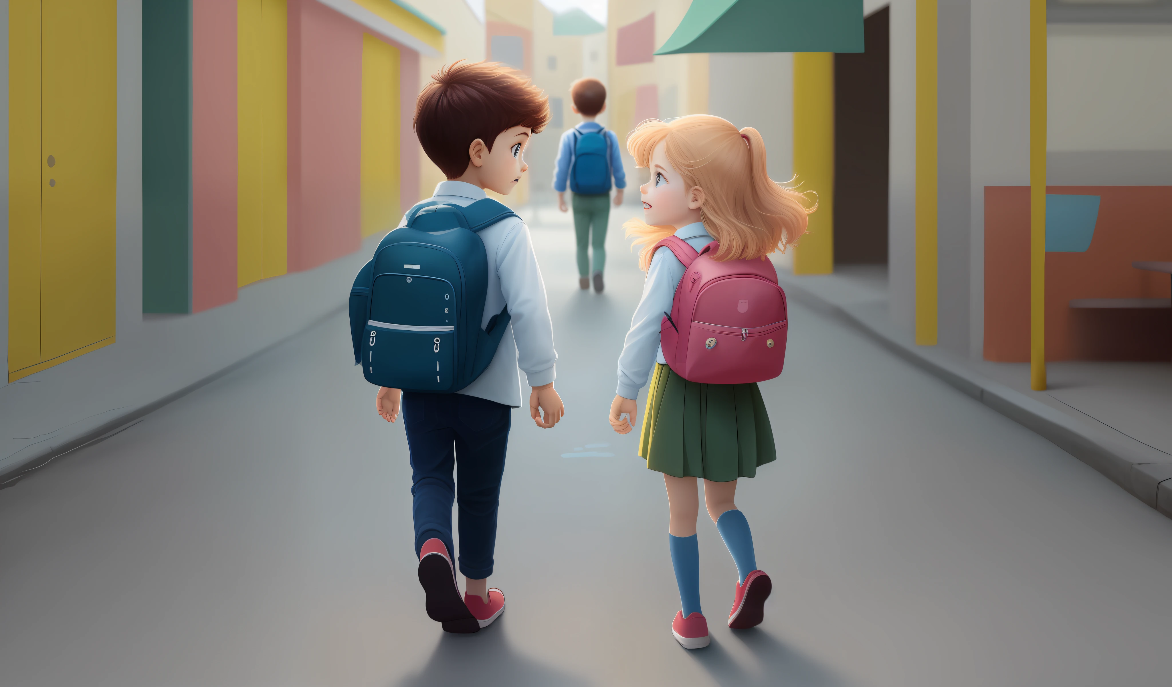 Babies going to school in cartoons