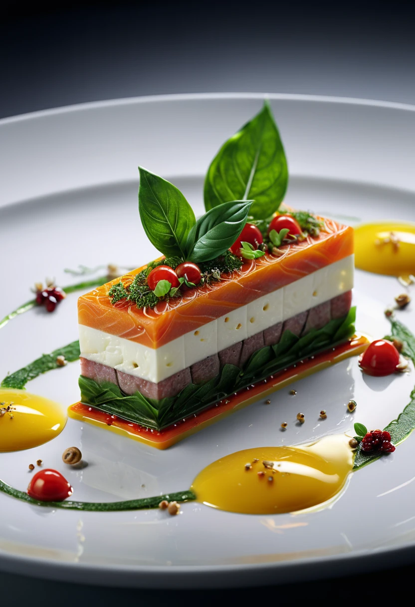 Create a stunning 8K ultra-realistic food photograph featuring tramezzini course, beautifully decorated with intricate details. The composition should reflect Michelin-star presentation, with a focus on exquisite plating and attention to detail reminiscent of Todd Porter´s and Diane Cu´s signature style. Capture the essence of culinary artistry.