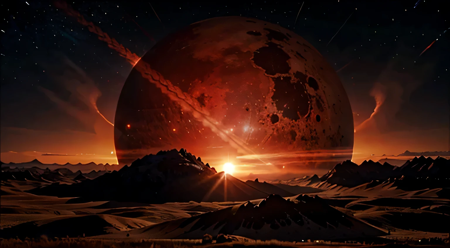 Alien planet with red sky, no galaxy