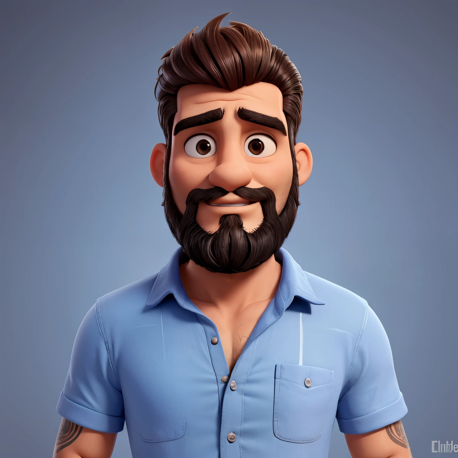Homem de 28 anos, barbudo, cabelos pretos e curtos , camisa preta