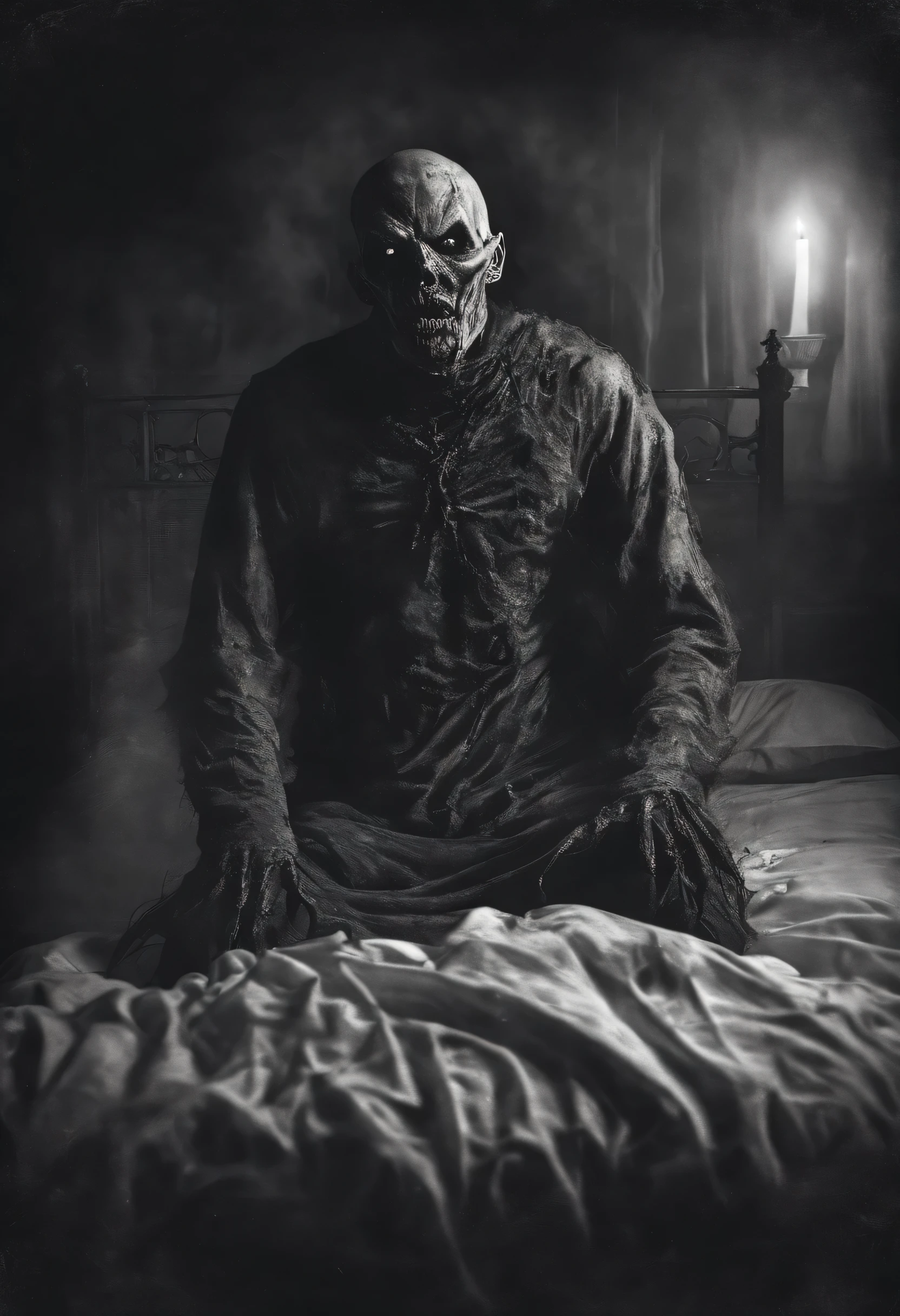 image of someone possessed by the devil in bed