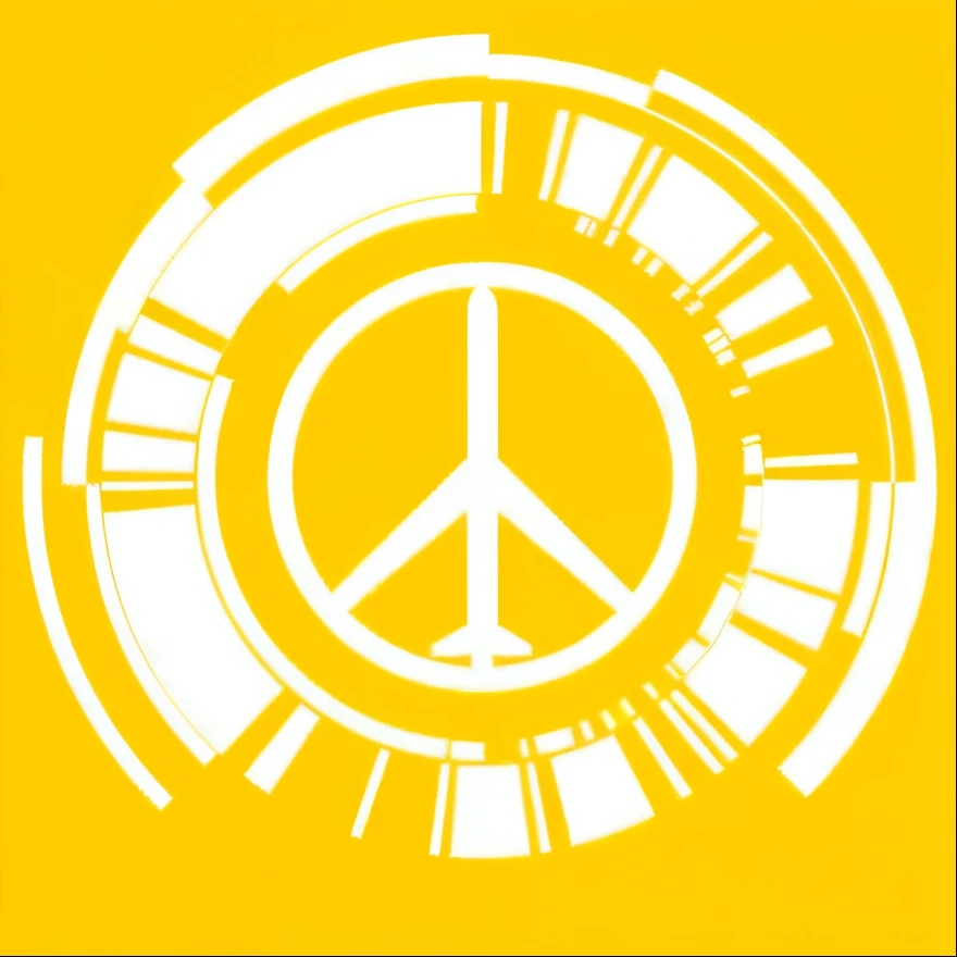 a peace sign in a circle on a yellow background, peace, peace atmopshere, peace sign, peacefull, world peace, peace and love, peaceful, love peace and unity, profile image, post-nuclear, un dia de paz, grand, overwatch design, profile pic, leftlight, woodstock, portal 2, profile picture 1024px, link