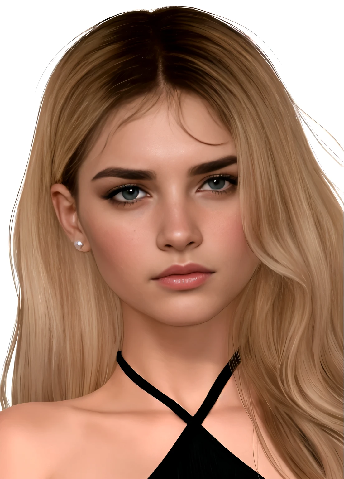 um close de uma mulher com longos cabelos loiros vestindo uma blusa preta, detailed Realista face, Realista rosto detalhado, highly detailed Realista face, real rosto detalhado, detailed and Realista face, Realista and rosto detalhado, hyperRealista , avatar da segunda vida, with very highly rosto detalhado, inspirado em Emma Andijewska, Realista | rosto detalhado, extremely Realista face, uma ovelha, mesma cor da pele