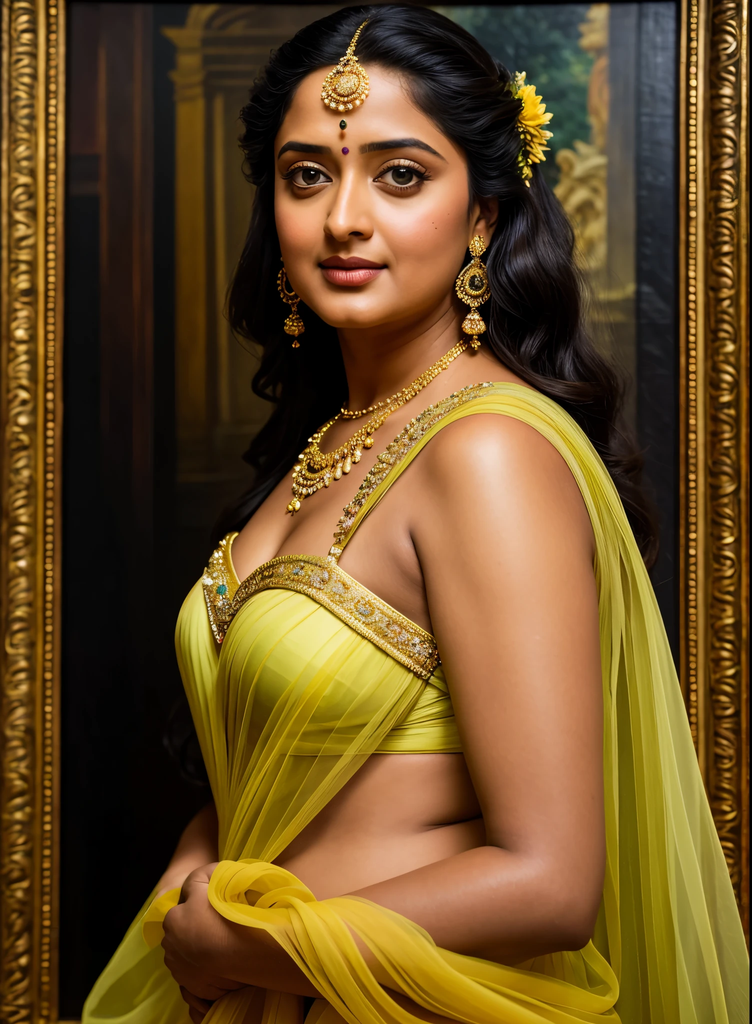 Looks like Anushka Shetty, Masterpiece, Best quality, high clarity eyes, beautifully styled hair, critically flawless,sharp picture, Full portrait, High pixels, perfect face, perfect eyes, beautiful face, perfect hands,perfect fingers, in Peter Paul Rubens style, by Peter Paul Rubens, baroque style, acrylic on canvas, highly detailed, description: "Create a nymph inspired by the tales of Greek or Roman mythology, embodying the essence of a natural element or location, and possessing a unique ability or trait that sets her apart."