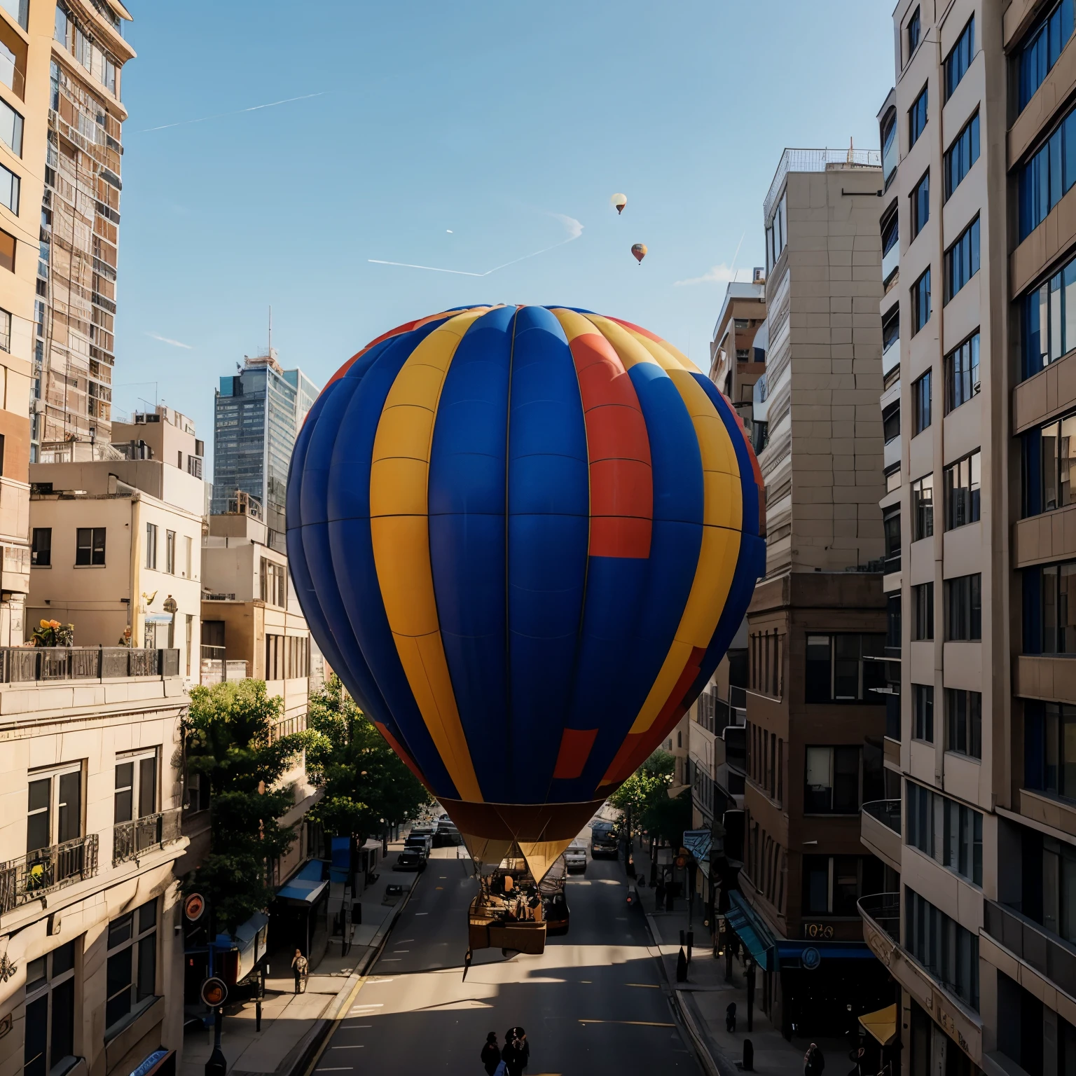 Hot air balloon lost in a big city
