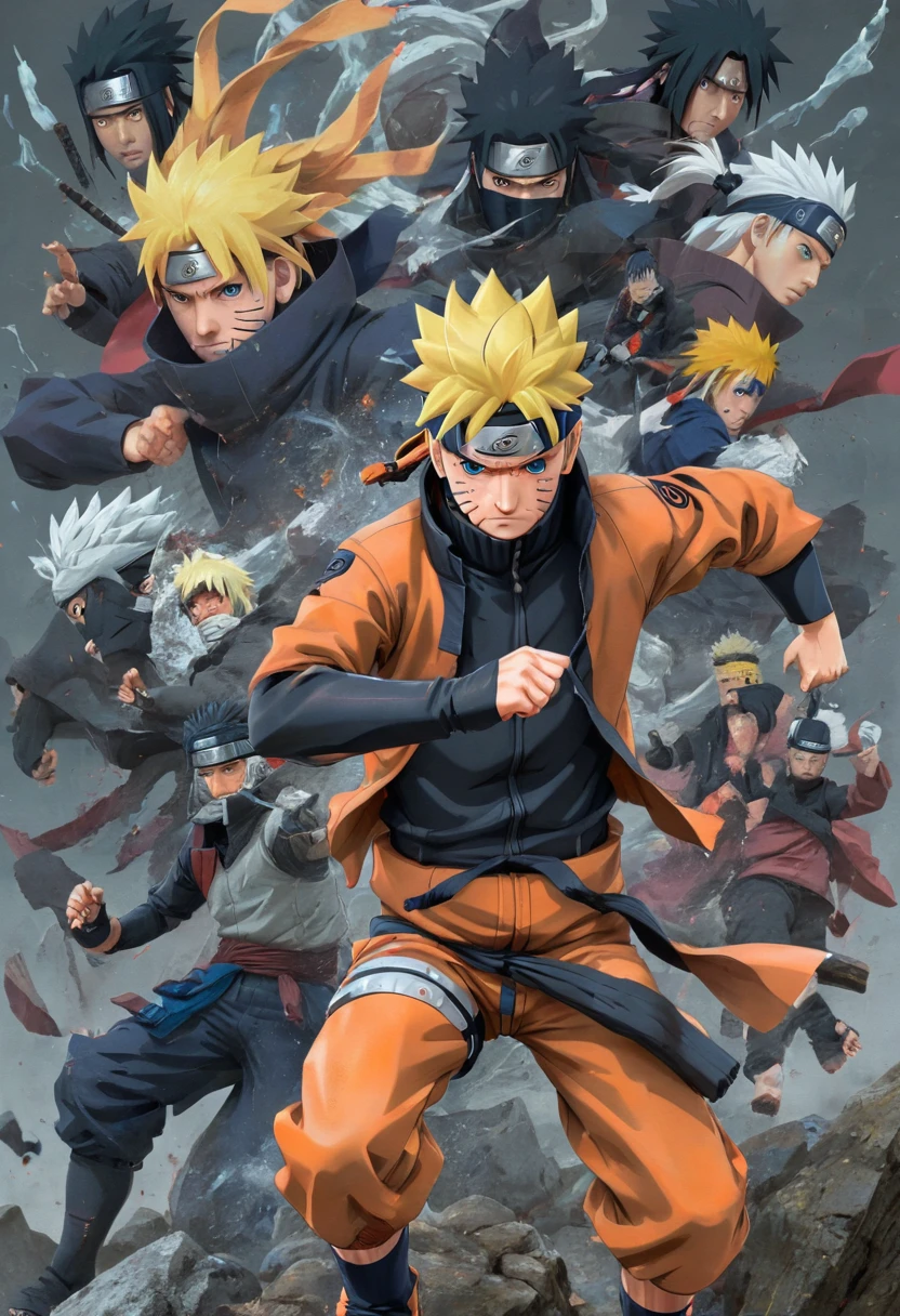 Final Showdown, movie "NARUTO", (best quality, masterpiece, Representative work, official art, Professional, Ultra intricate detailed, high detail:1.3)