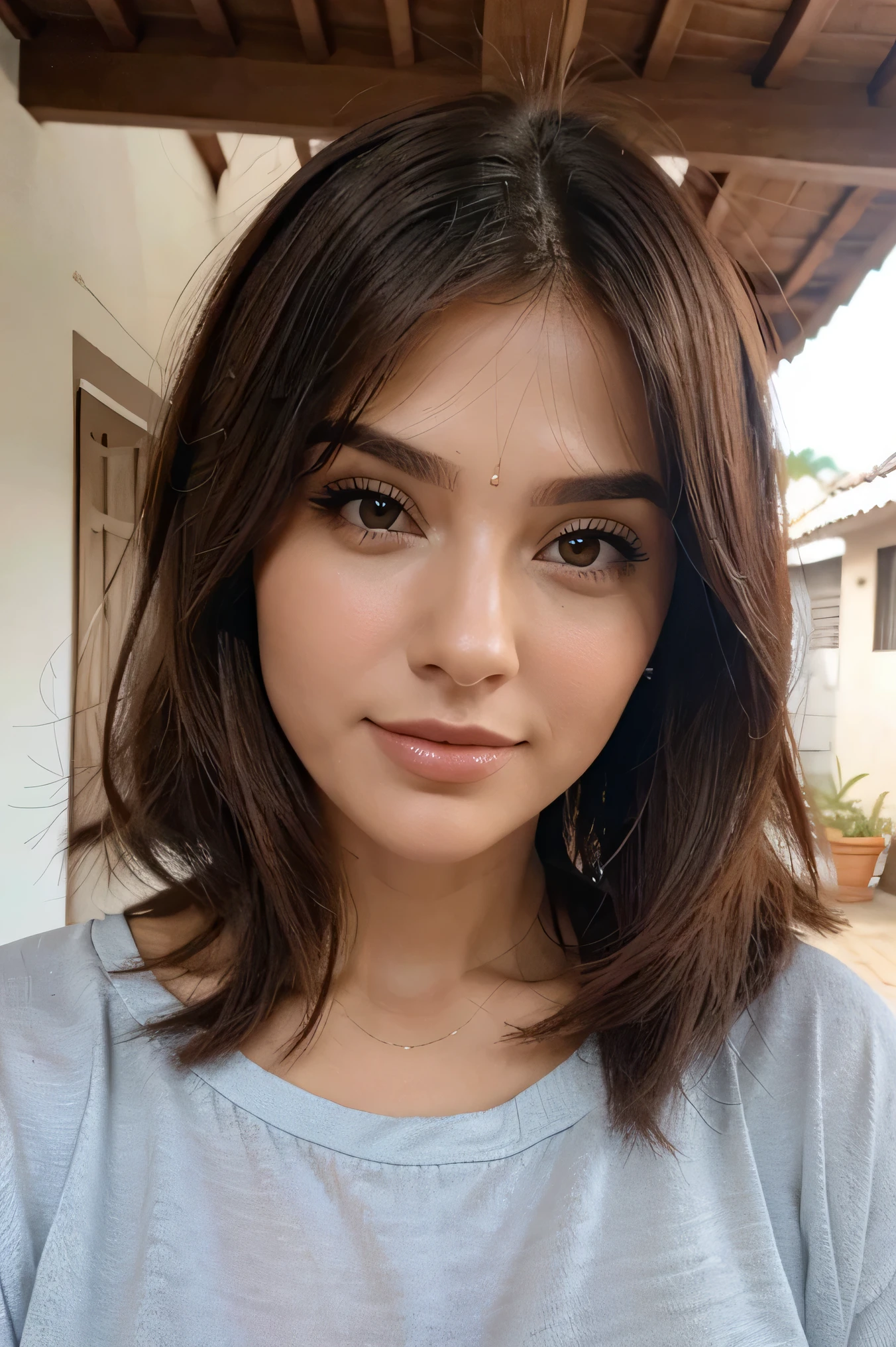 descreva uma mulher ocidental com cabelos soltos ao vento