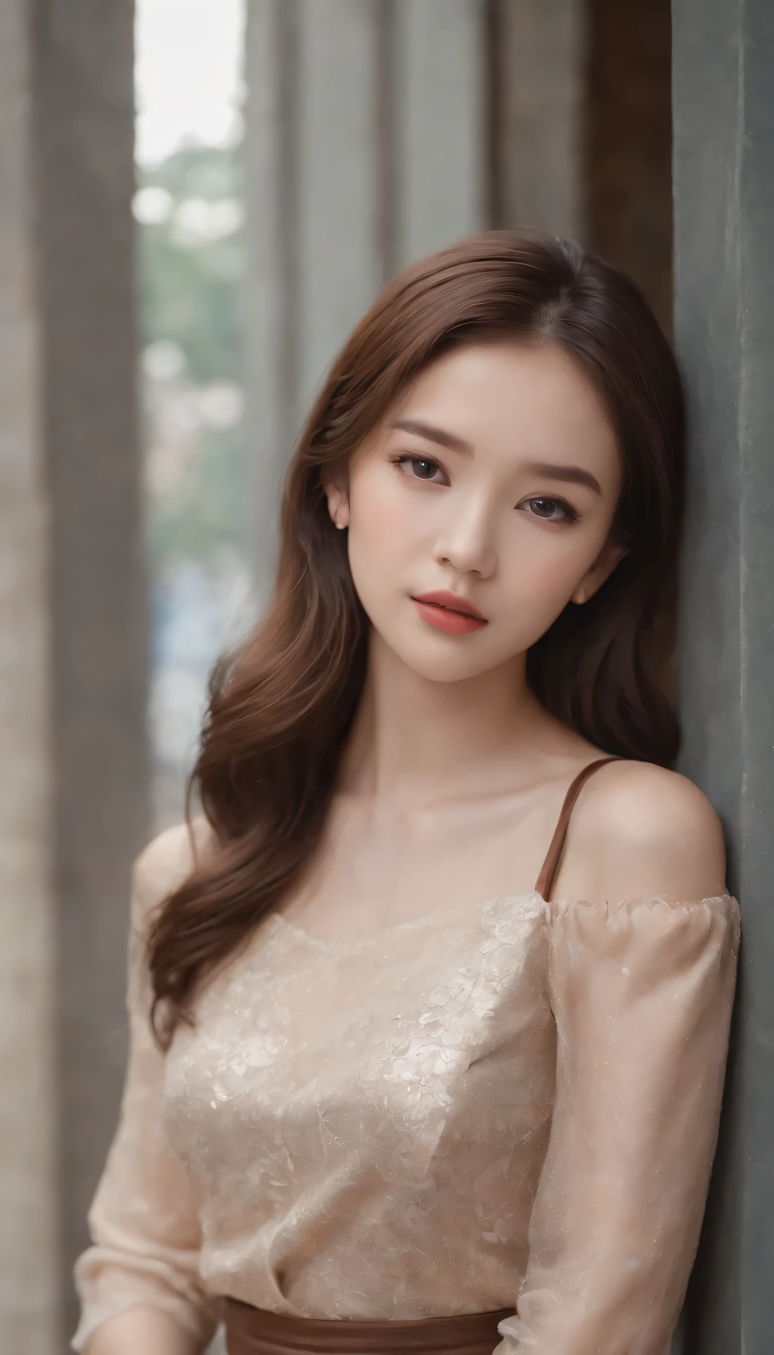 （tmasterpiece，k hd，hyper HD，16k）brunette color hair，15 year old girl，Multi-layer gauze skirt，Emphasize the lips，blusher，Soft lips，Glossy lips，，Soft hair like slippery silk，Sparkling，Almost reluctant to look away，She wears a suspender cheongsam！Imagine that，She just wore a suspender cheongsam to shop in the bustling Sanlitun，One can't help but want to take a closer look。Take a closer look, desi，Her belly pocket is quite stylish，The skirt flutters in the wind，It's like adding a touch of energy to the whole street，Crocodile skin train，A sneak peek angle，（From the angle below），Sit in a train crocodile leather seat，sitting in front，Zoom camera，head portrait，Head down and sleepy-eyed，Look at the ground， best qualtiy， hyper HD， （realisticlying：1.4），， A high resolution， the detail， RAW photogr， Sharp Re， Nikon D850 Film Stock Photo by Jefferies Lee 4 Kodak Portra 400 Camera F1.6 shots, Rich colors, ultra-realistic vivid textures, Dramatic lighting, Unreal Engine Art Station Trend, cinestir 800，（Tilt-Shift:1.4),Midnight Crossroads,(Extremely colorful, Best quality, high detal, Masterpiece, Cinematic lighting, 4K, Chiaroscuro)
