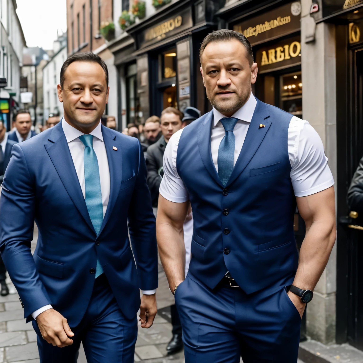 leo varadkar irish prime minister with Conor mcgregor, temple bar, both smoking 