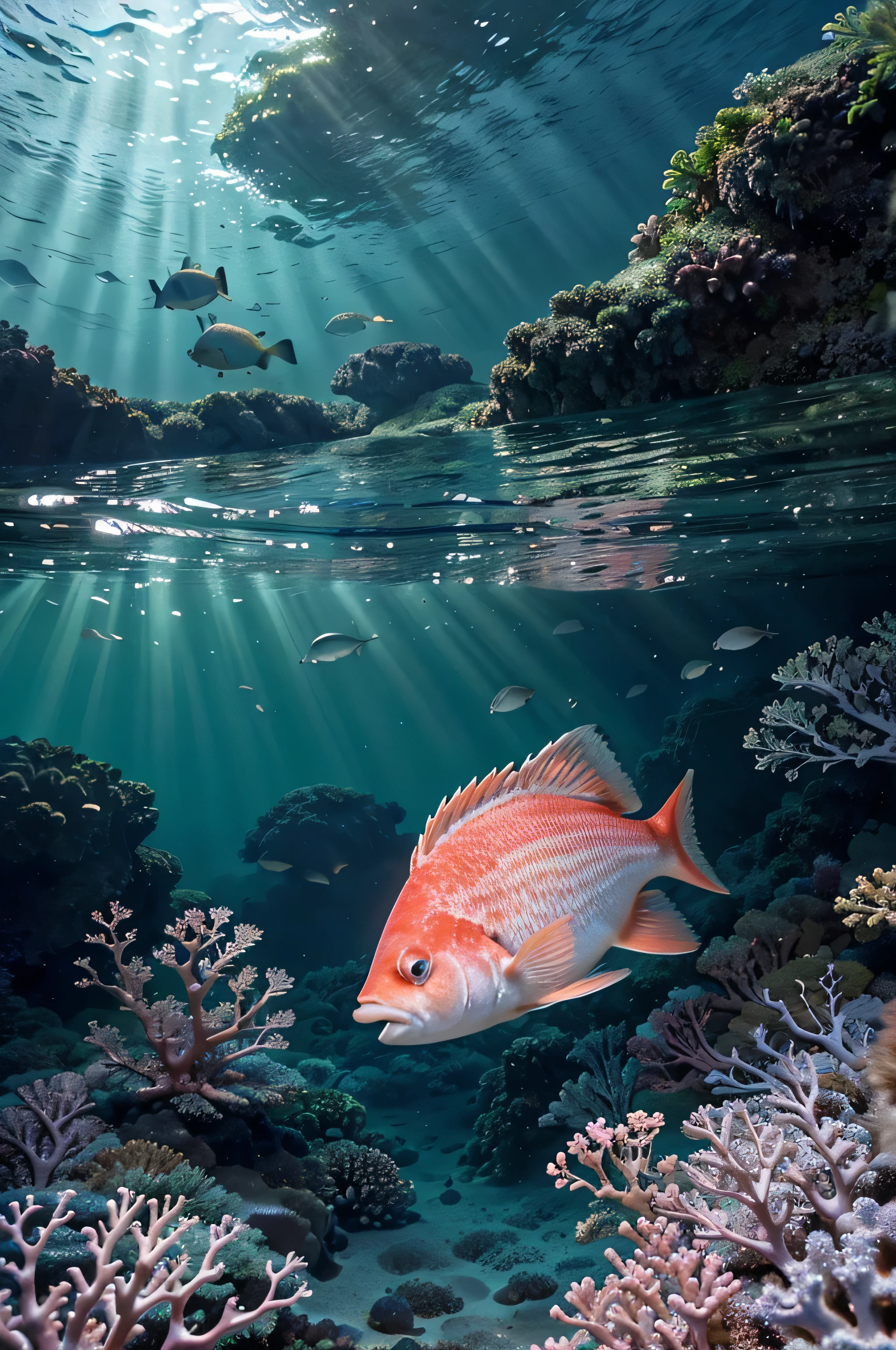 (Mensaje 1)
pescado blanco en un mar de corales rosados y hojas verdes, submarino, colores vibrantes, escamas de pescado detalladas, formaciones de coral realistas, soft lighting, submarino paradise, vibraciones tropicales, Ambiente tranquilo y sereno, ethereal beauty, Agua clara como el cristal, serene aquatic life, mesmerizing submarino landscape, especies de peces tropicales, formas intrincadas de coral, ecosistema marino vivo y vibrante, impresionante biodiversidad marina, balanced and harmonious composition, rica textura y profundidad, realistic and high resolution rendering.