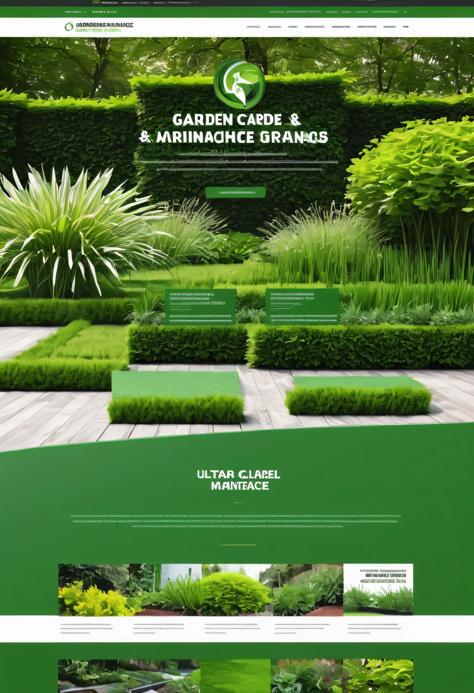 website for garden maintenance company, ui ue, ultra stylish, modern, clean, impressive, artistic. green colour scheme