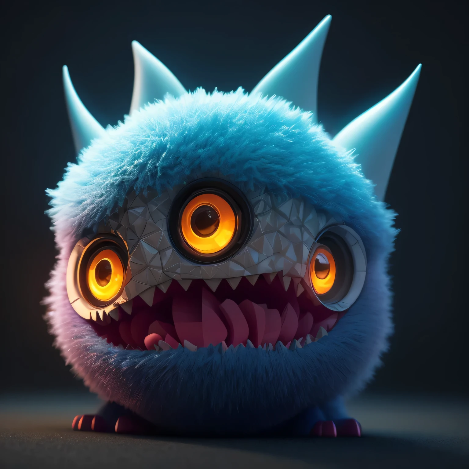  Generate a high-quality 3D image of cute monsters using advanced rendering and modeling techniques.
 Use the following software for creation: 3DS Max, SketchUp, SolidWorks, AutoCAD, Blender, Vectary, MeshMixer, and Unreal Engine 5.
 Apply photon mapping, radiosity, and physical rendering techniques with automatic white balance for realistic lighting.
 Create a cinematic lighting setup with a slightly intensified twilight effect.
 Ensure the final image has a soft focus effect, but remains ultra-detailed and realistic.
 The artwork should not be based on a specific photograph.
 Evoke a sense of technology and high-quality craftsmanship, reminiscent of a masterpiece of illustration and CG art.
 Include elements of unity, wallpaper, and official art in the composition.
 Present fine details, extreme delicacy, and beauty, with sharp focus and a high level of detail.
 Render the woman's hair with detailed fringes.
 Render the final image with a black background and a plain background.
 Do not include any watermark or text overlays in the generated image.