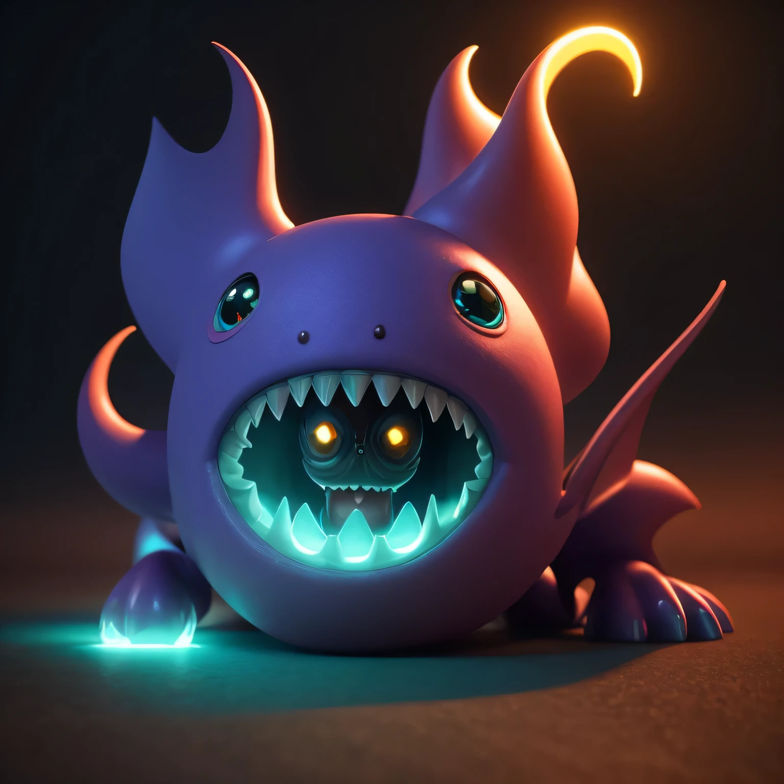 Generate a high-quality 3D image of cute monsters using advanced rendering and modeling techniques. Use the following software for creation: 3DS Max, SketchUp, SolidWorks, AutoCAD, Blender, Vectary, MeshMixer, and Unreal Engine 5. Apply photon mapping, radiosity, and physical rendering techniques with automatic white balance for realistic lighting. Create a cinematic lighting setup with a slightly intensified twilight effect. Ensure the final image has a soft focus effect, but remains ultra-detailed and realistic. The artwork should not be based on a specific photograph. Evoke a sense of technology and high-quality craftsmanship, reminiscent of a masterpiece of illustration and CG art. Include elements of unity, wallpaper, and official art in the composition. Present fine details, extreme delicacy, and beauty, with sharp focus and a high level of detail. Render the woman's hair with detailed fringes. Render the final image with a black background and a plain background. Do not include any watermark or text overlays in the generated image.