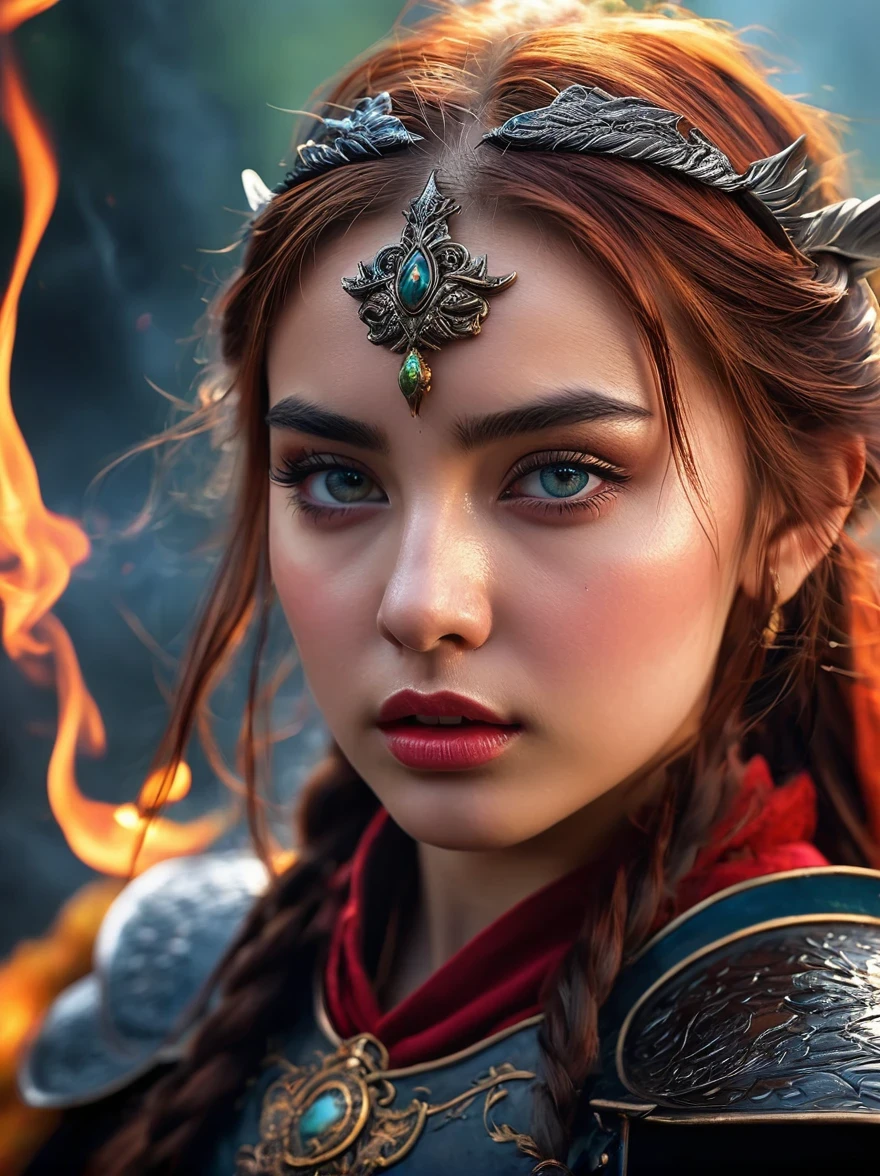 (a girl,2 girls),delicate eyes,Detailed lips,extremely delicate eyes and face,long eyelashes,(epic,fiercely,heroic) battle scene,exquisite clothing,(intense, fiercely, robust, dramatic) expression,sword clash,magic,roaring dragon,fireworks,High adrenaline fight,(fantasy,imaginary) world,fairy tale creatures,mystery生物,(dark,inauspicious) atmosphere,dramatic lighting,high contrast,(epic, majestic) landscape,EnchantingForest,craggy mountains,inauspicious sky,(Energetic,rich) color,Highly detailed props,(magic, mystery) element,Art illustration or oil painting style,high resolution,Super detailed,professional,sharp focus,Bokeh