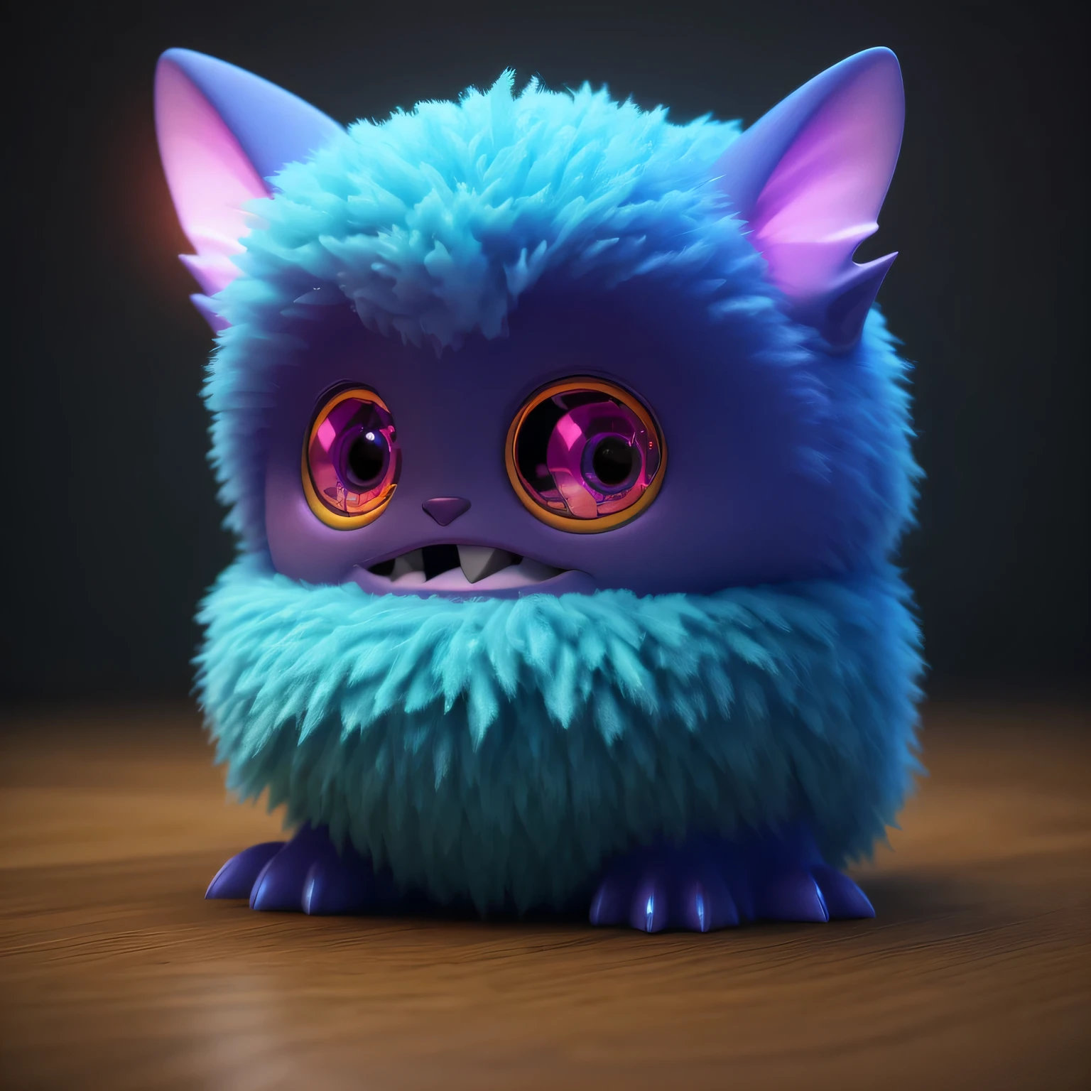 Generate a high-quality 3D image of cute monsters using advanced rendering and modeling techniques. Use the following software for creation: 3DS Max, SketchUp, SolidWorks, AutoCAD, Blender, Vectary, MeshMixer, and Unreal Engine 5. Apply photon mapping, radiosity, and physical rendering techniques with automatic white balance for realistic lighting. Create a cinematic lighting setup with a slightly intensified twilight effect. Ensure the final image has a soft focus effect, but remains ultra-detailed and realistic. The artwork should not be based on a specific photograph. Evoke a sense of technology and high-quality craftsmanship, reminiscent of a masterpiece of illustration and CG art. Include elements of unity, wallpaper, and official art in the composition. Present fine details, extreme delicacy, and beauty, with sharp focus and a high level of detail. Render the woman's hair with detailed fringes. Render the final image with a black background and a plain background. Do not include any watermark or text overlays in the generated image.