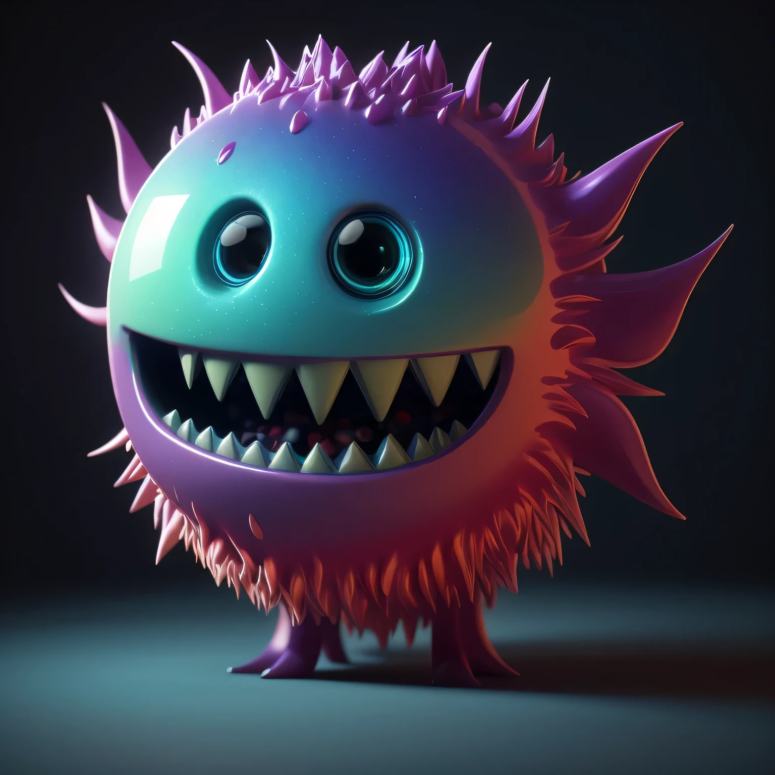 Generate a high-quality 3D image of cute monsters using advanced rendering and modeling techniques. Use the following software for creation: 3DS Max, SketchUp, SolidWorks, AutoCAD, Blender, Vectary, MeshMixer, and Unreal Engine 5. Apply photon mapping, radiosity, and physical rendering techniques with automatic white balance for realistic lighting. Create a cinematic lighting setup with a slightly intensified twilight effect. Ensure the final image has a soft focus effect, but remains ultra-detailed and realistic. The artwork should not be based on a specific photograph. Evoke a sense of technology and high-quality craftsmanship, reminiscent of a masterpiece of illustration and CG art. Include elements of unity, wallpaper, and official art in the composition. Present fine details, extreme delicacy, and beauty, with sharp focus and a high level of detail. Render the woman's hair with detailed fringes. Render the final image with a black background and a plain background. Do not include any watermark or text overlays in the generated image.