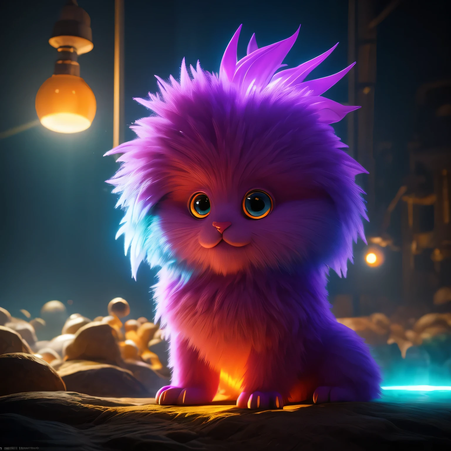 Generate a high-quality 3D image of cute monsters using advanced rendering and modeling techniques. Use the following software for creation: 3DS Max, SketchUp, SolidWorks, AutoCAD, Blender, Vectary, MeshMixer, and Unreal Engine 5. Apply photon mapping, radiosity, and physical rendering techniques with automatic white balance for realistic lighting. Create a cinematic lighting setup with a slightly intensified twilight effect. Ensure the final image has a soft focus effect, but remains ultra-detailed and realistic. The artwork should not be based on a specific photograph. Evoke a sense of technology and high-quality craftsmanship, reminiscent of a masterpiece of illustration and CG art. Include elements of unity, wallpaper, and official art in the composition. Present fine details, extreme delicacy, and beauty, with sharp focus and a high level of detail. Render the woman's hair with detailed fringes. Render the final image with a black background and a plain background. Do not include any watermark or text overlays in the generated image.