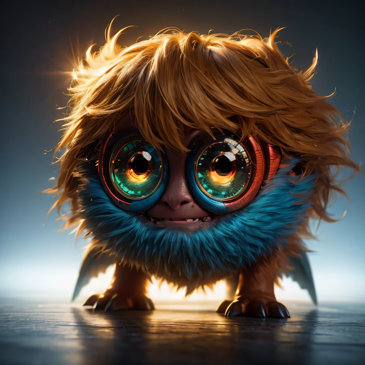 Generate a high-quality 3D image of cute monsters using advanced rendering and modeling techniques. Use the following software for creation: 3DS Max, SketchUp, SolidWorks, AutoCAD, Blender, Vectary, MeshMixer, and Unreal Engine 5. Apply photon mapping, radiosity, and physical rendering techniques with automatic white balance for realistic lighting. Create a cinematic lighting setup with a slightly intensified twilight effect. Ensure the final image has a soft focus effect, but remains ultra-detailed and realistic. The artwork should not be based on a specific photograph. Evoke a sense of technology and high-quality craftsmanship, reminiscent of a masterpiece of illustration and CG art. Include elements of unity, wallpaper, and official art in the composition. Present fine details, extreme delicacy, and beauty, with sharp focus and a high level of detail. Render the woman's hair with detailed fringes. Render the final image with a black background and a plain background. Do not include any watermark or text overlays in the generated image.