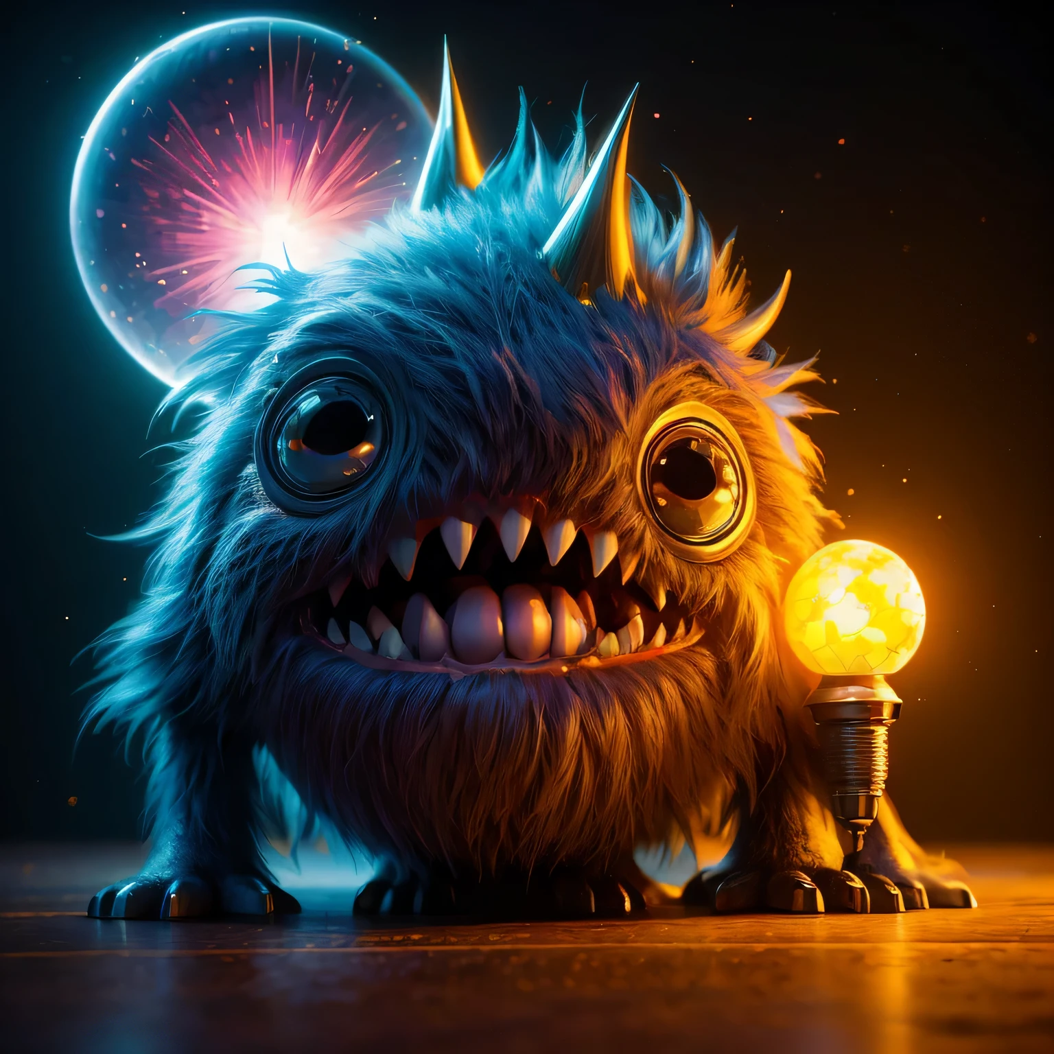 Generate a high-quality 3D image of cute monsters using advanced rendering and modeling techniques. Use the following software for creation: 3DS Max, SketchUp, SolidWorks, AutoCAD, Blender, Vectary, MeshMixer, and Unreal Engine 5. Apply photon mapping, radiosity, and physical rendering techniques with automatic white balance for realistic lighting. Create a cinematic lighting setup with a slightly intensified twilight effect. Ensure the final image has a soft focus effect, but remains ultra-detailed and realistic. The artwork should not be based on a specific photograph. Evoke a sense of technology and high-quality craftsmanship, reminiscent of a masterpiece of illustration and CG art. Include elements of unity, wallpaper, and official art in the composition. Present fine details, extreme delicacy, and beauty, with sharp focus and a high level of detail. Render the woman's hair with detailed fringes. Render the final image with a black background and a plain background. Do not include any watermark or text overlays in the generated image.