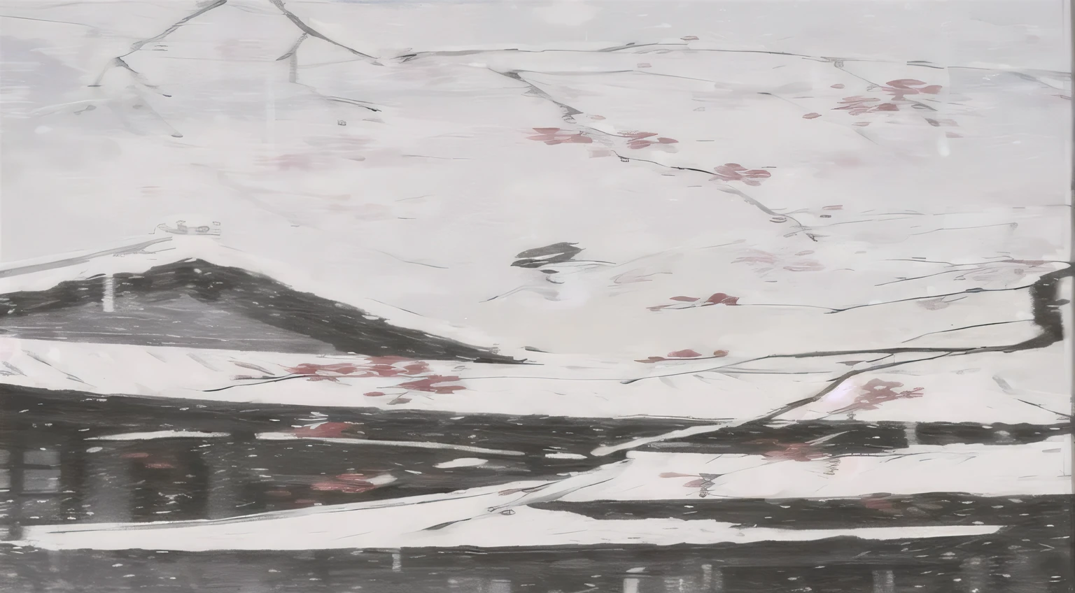 Draw a wave，It has red and green paint on it, author：Zao Wou-ki, inspired by Zao Wou-Ki, inspired by Cy Twombly, inspired by William Congdon, inspired by Shōzō Shimamoto, author：Cy Twombly, windswept, inspired by Julian Schnabel, wind - swept