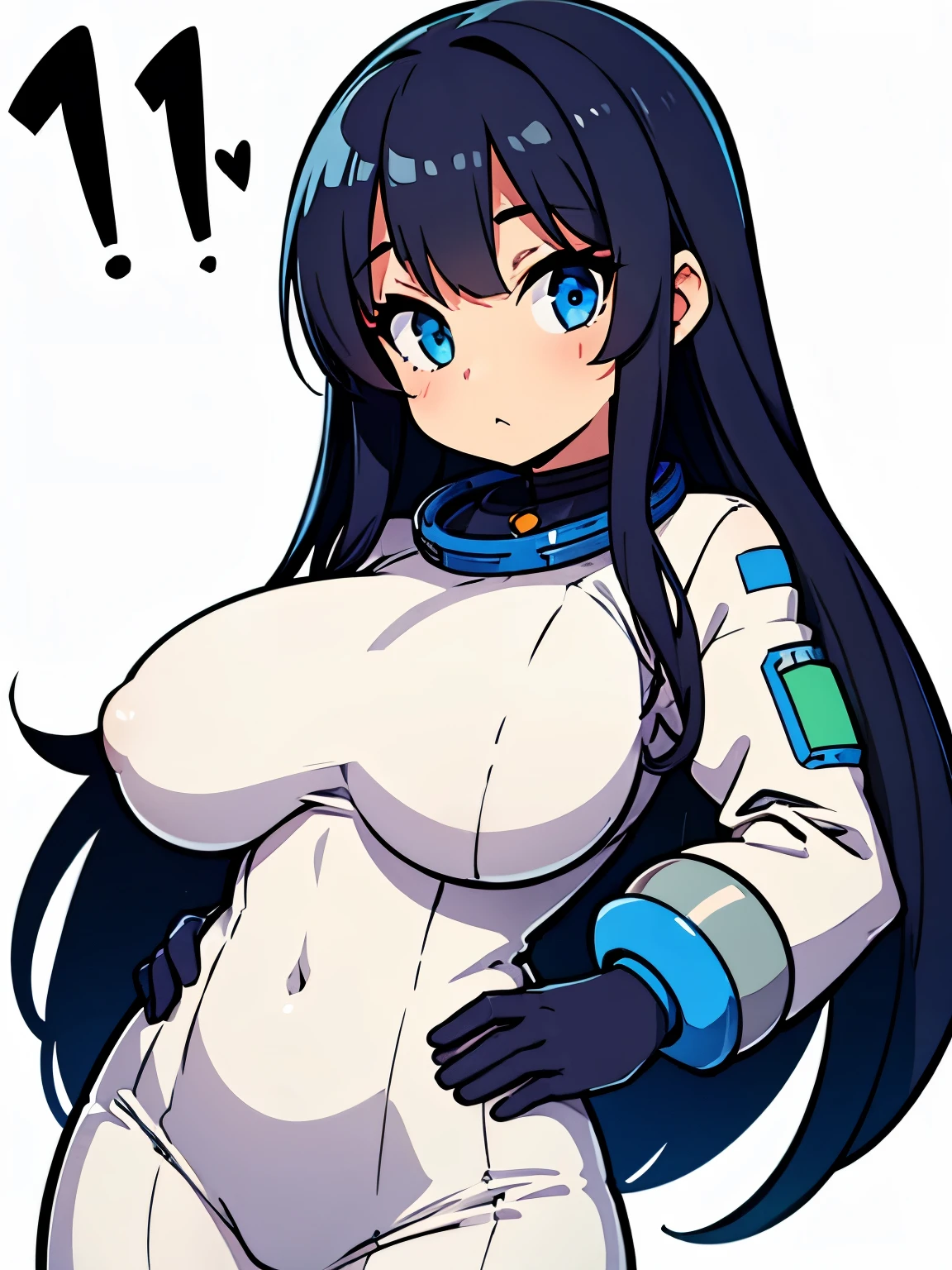 (girl:1.5), (1950's space suit:1.2), (white background:1.3), (gigantic tits:1.2), (solo:1.2)