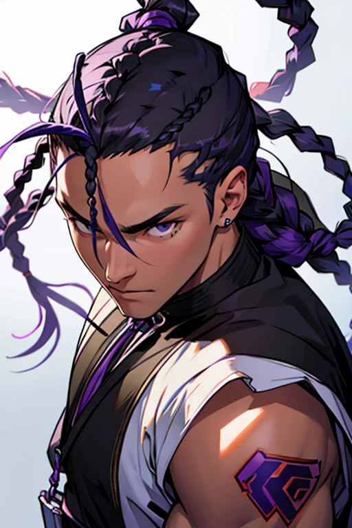 fighter male black and purple braids