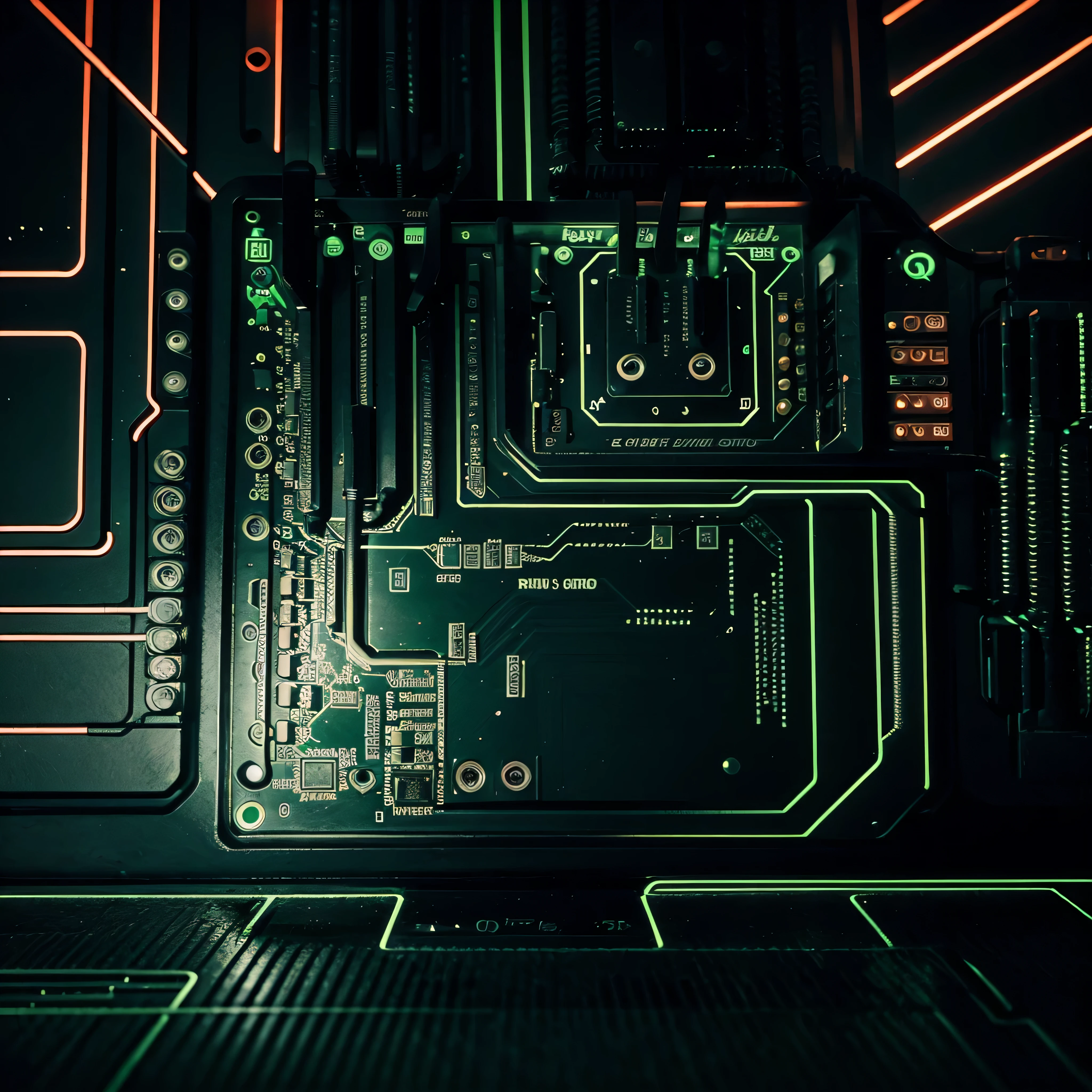 Cover art of a circuit board with neon circuits