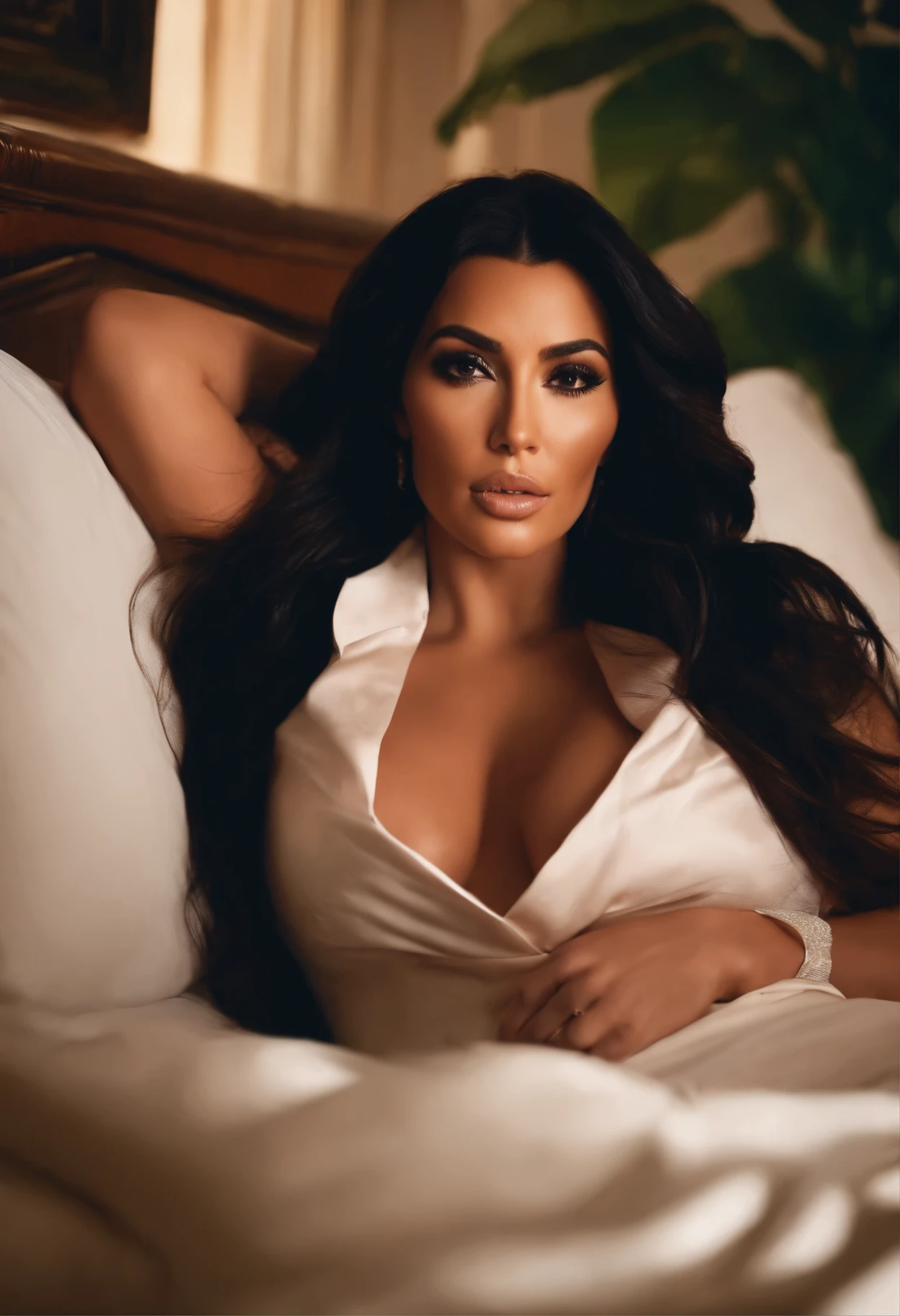 Kim kardashian lieing in bed topless