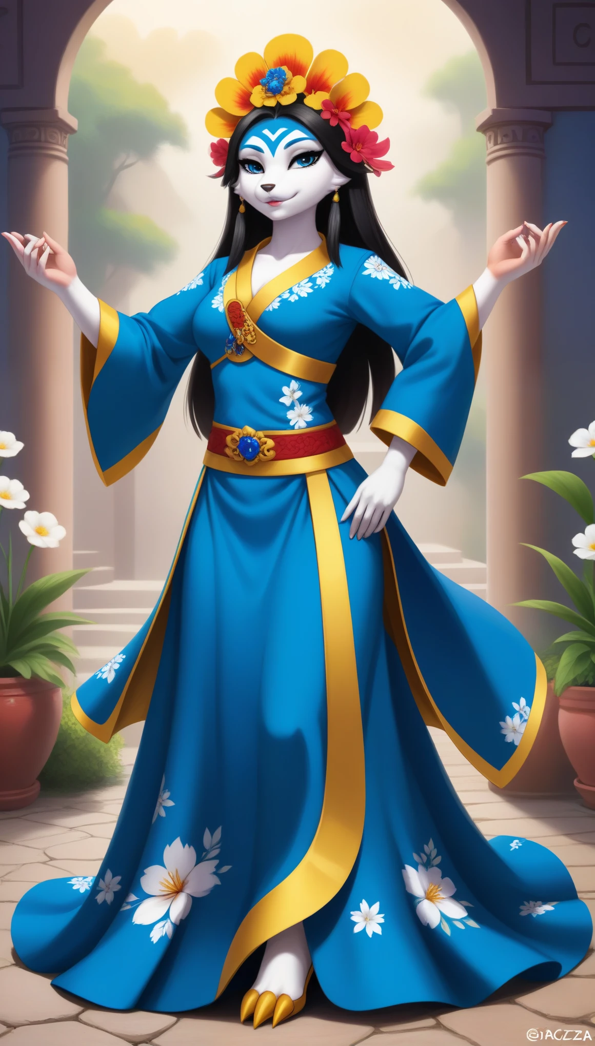 Belleza china antigua sentada en piedra, vistiendo un traje chino antiguo, tul azul fluido, seda ligera, pose perezosa, grandes hojas de loto, Flores de loto,con nombre JASON, Estilo de pintura con tinta, Colores limpios, corte decisivo, espacio en blanco, a mano, Obra maestra, super detailed, epic composition, Alta calidad, of the highest quality, 4k-v6