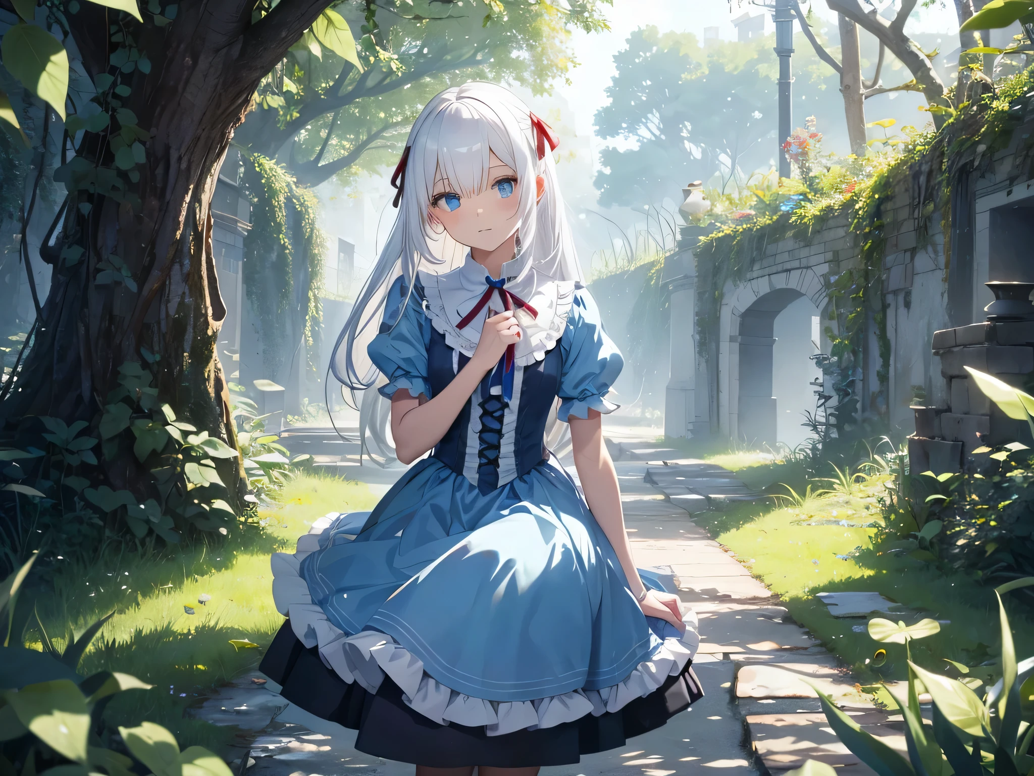 Alice in Wonderland,white hair,