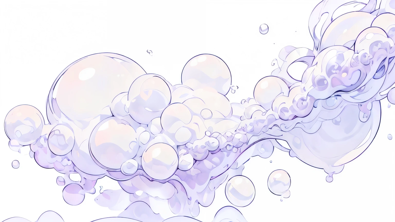 ((Masterpiece)), (Anime:1.3), ((best quality)), (abstract art:1.5), (High Definition), (pale purple), wide shot, (Big soap bubbles), ((erotic atmosphere)), (simple white background:1.9), landscape, (Beautiful),