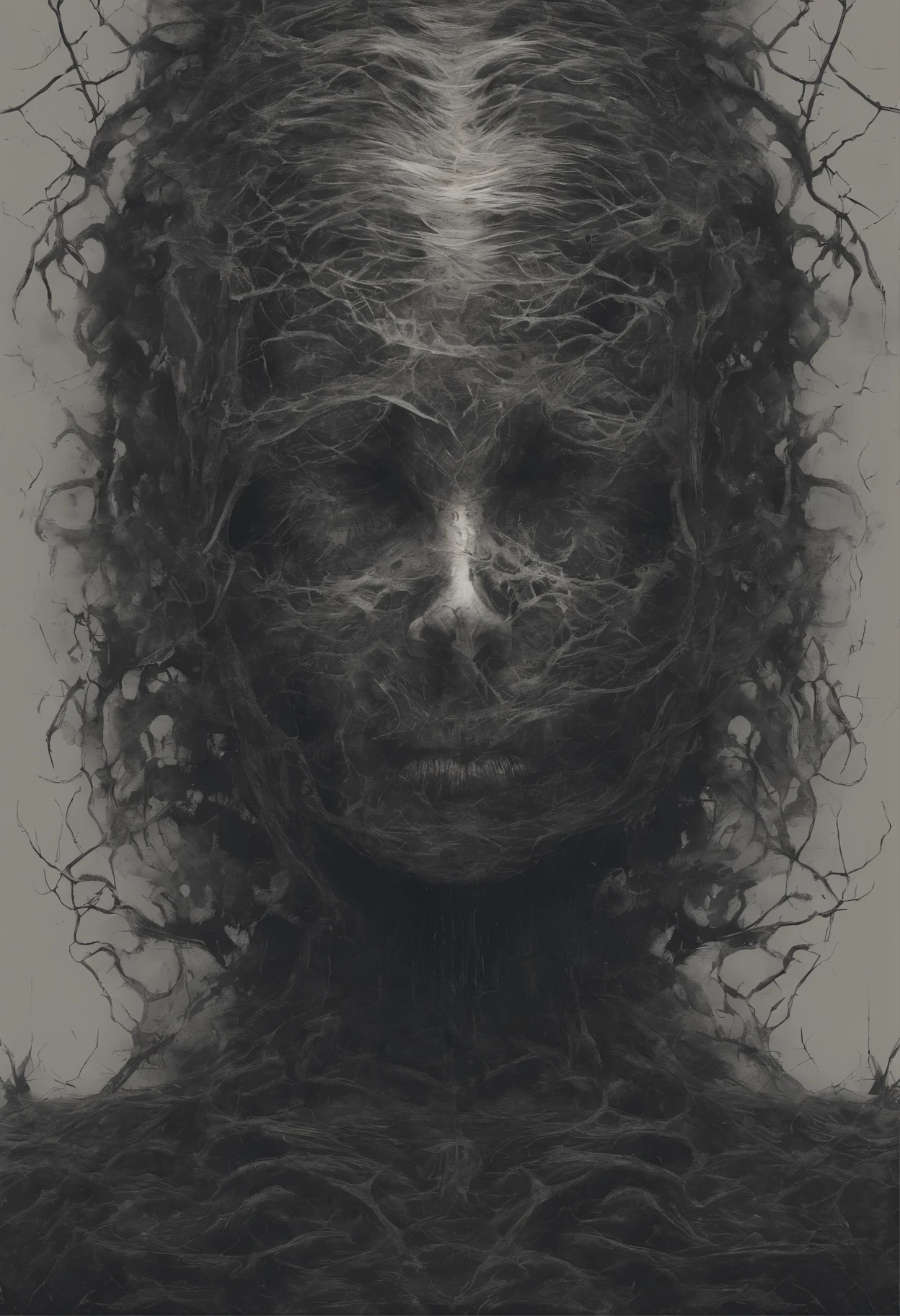 A spirit of a woman with a face full of hate