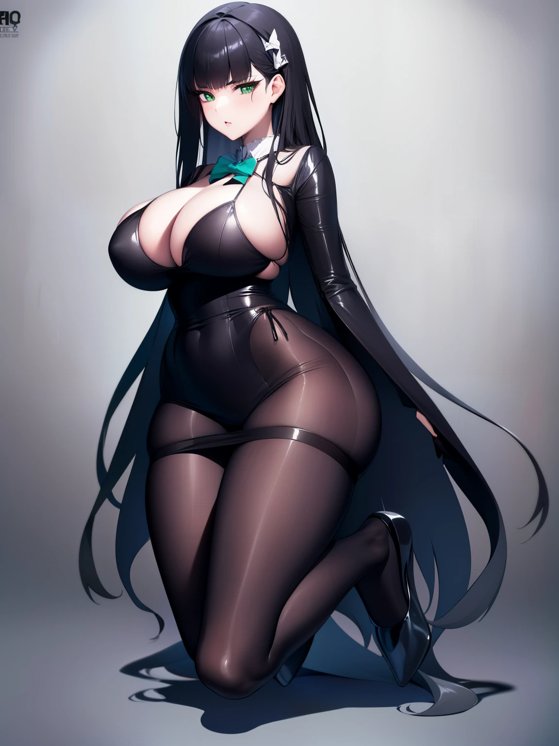 (8K, Best quality, tmasterpiece:1.2),\(eye detailed\),(\(Clothes detail details\)\),full bodyesbian,(huge tit),(Full body focus) ,Very detailed CG unity 8K wallpaper,hugefilesize,ultra - detailed,A high resolution,absurderes,beautidful eyes,Ray traching,dramatic shadow,finely detailled,Dramatic angles,Hyper-detailing,(1 girl:1.3),(Solo),,Mature female,Long hair black,Green eyes,Wearing(cosplaying_magical girl,very cute black dress with ruffles,Large Ribbon Bow Tie Back),